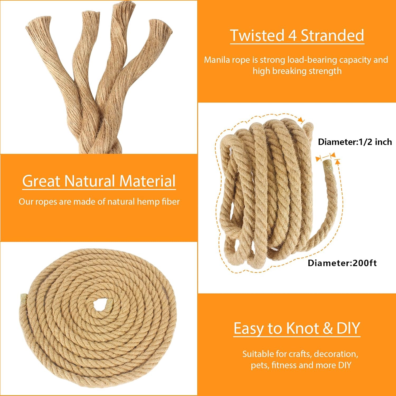 1" X 100' Treated Manila Rope Boat Docks Tree Farm Dock Deck