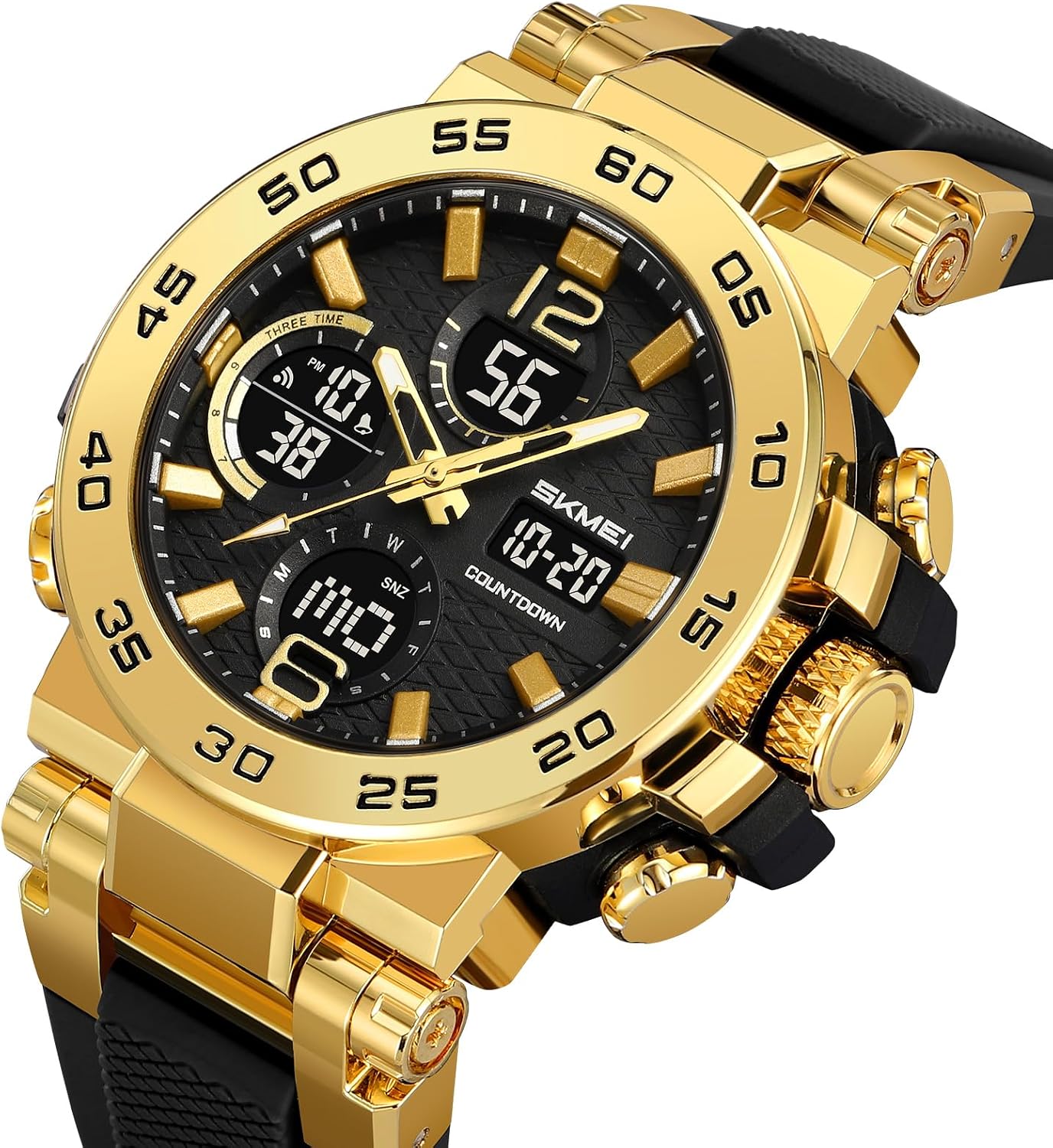 FANMIS Men's Analog Digital Sport Watch Military Dual Display 50M LED Watch | Men's Dual Display Sports Watches With Led Backlight Alarm Stopwatch 12/24h Time Outdoor Running Swimming