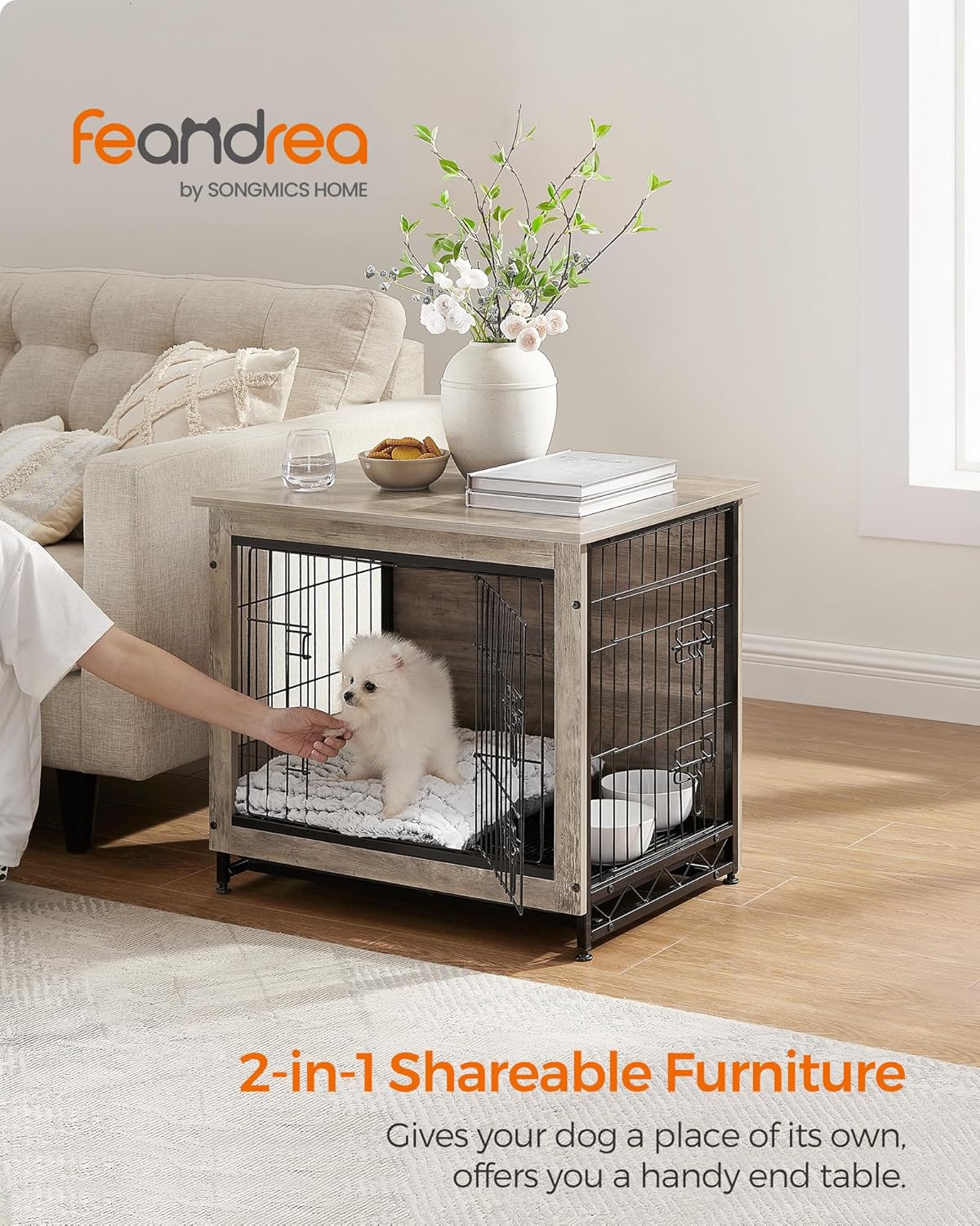 Feandrea 27.2" Dog Crate Furniture, Indoor Dog Kennel Side End Table