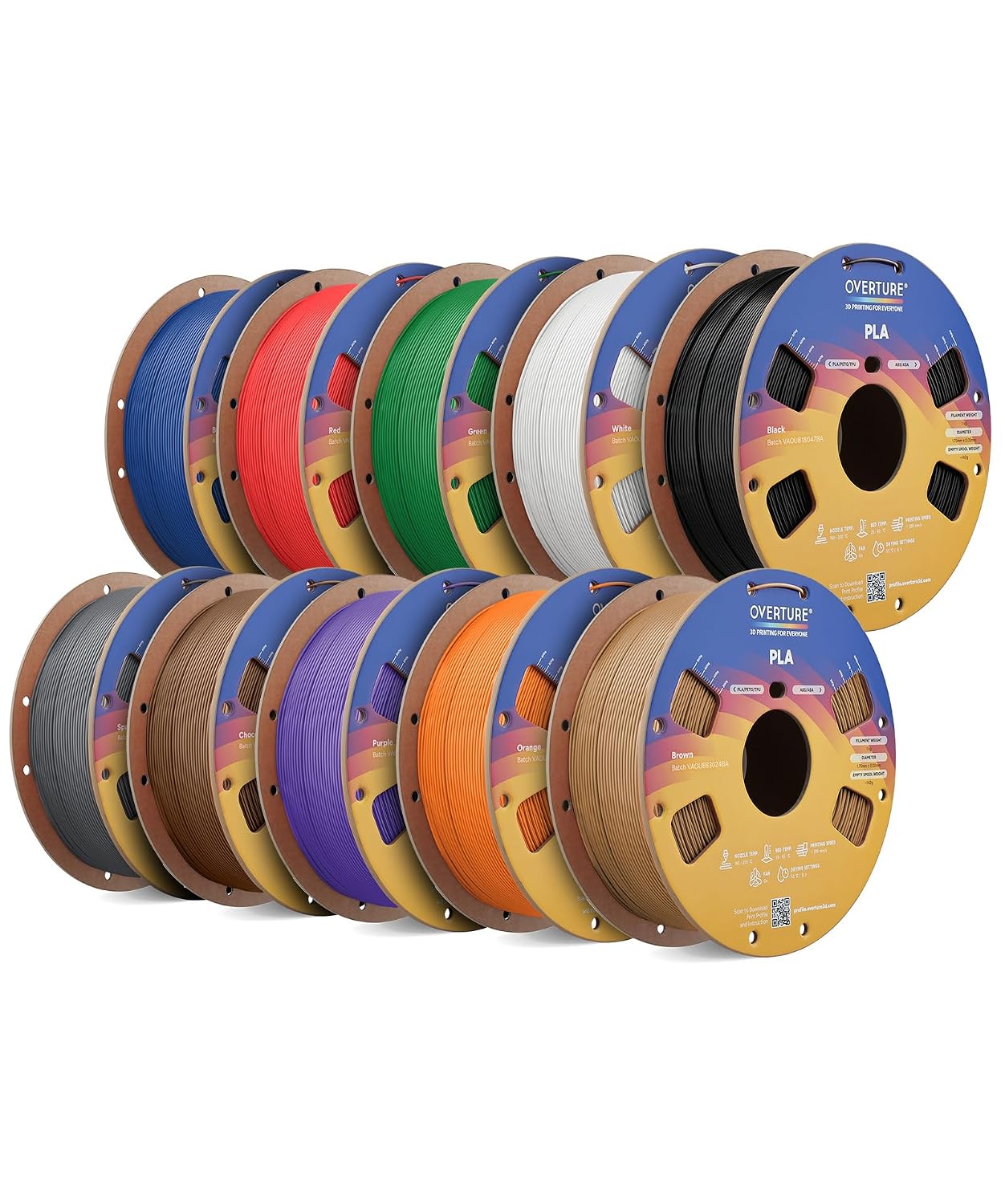 OVERTURE High Speed PLA Filament 1.75mm 3D Printer Filament,1kg White