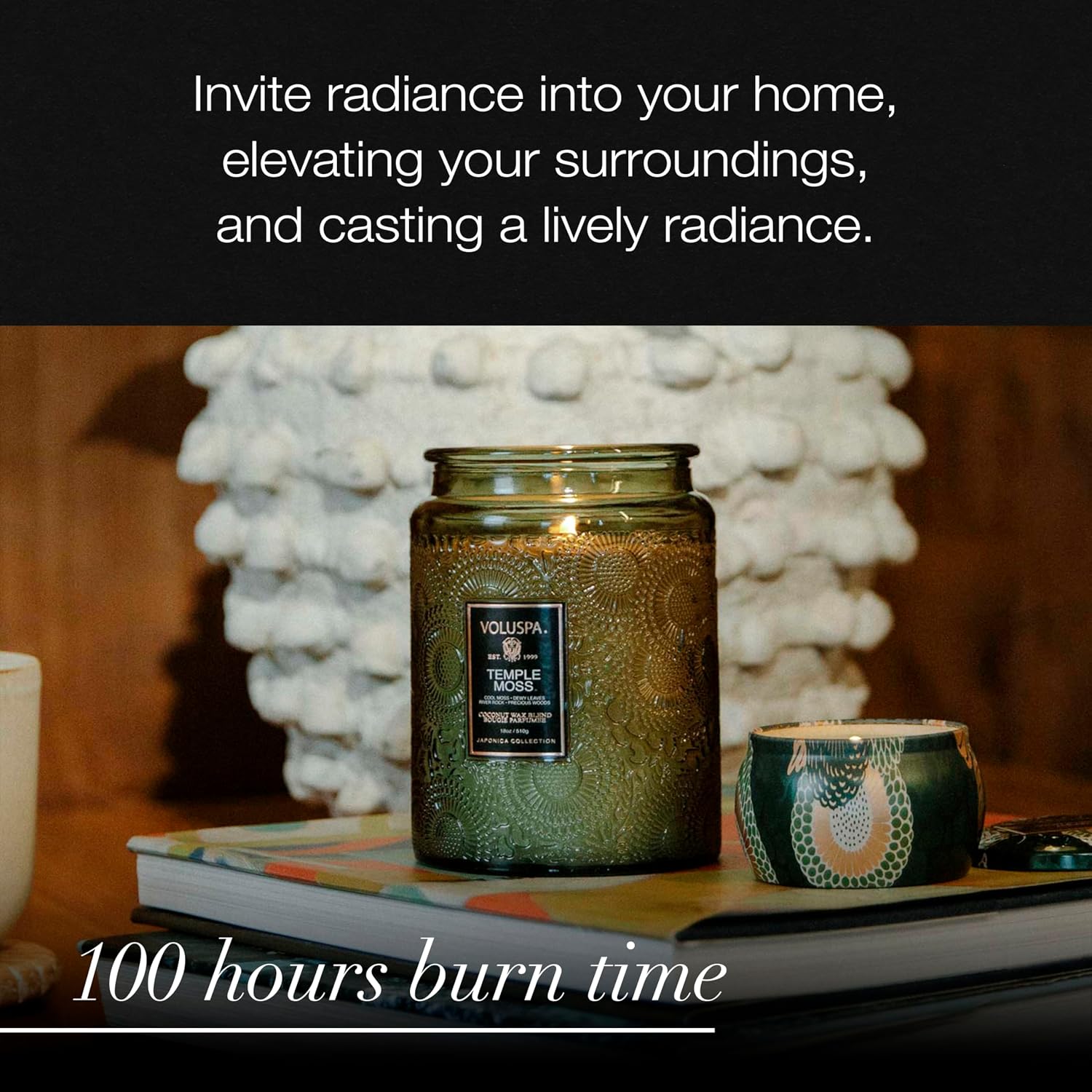 Voluspa French Cade Lavender Large Scented Candle Jar 18 Oz, 100 Hr Burn | Coconut Wax Blend in Decorative Glass, Clean Even Burn, USA Handcrafted Gift for Hosts, Fragrance Lovers & Relaxed Rooms