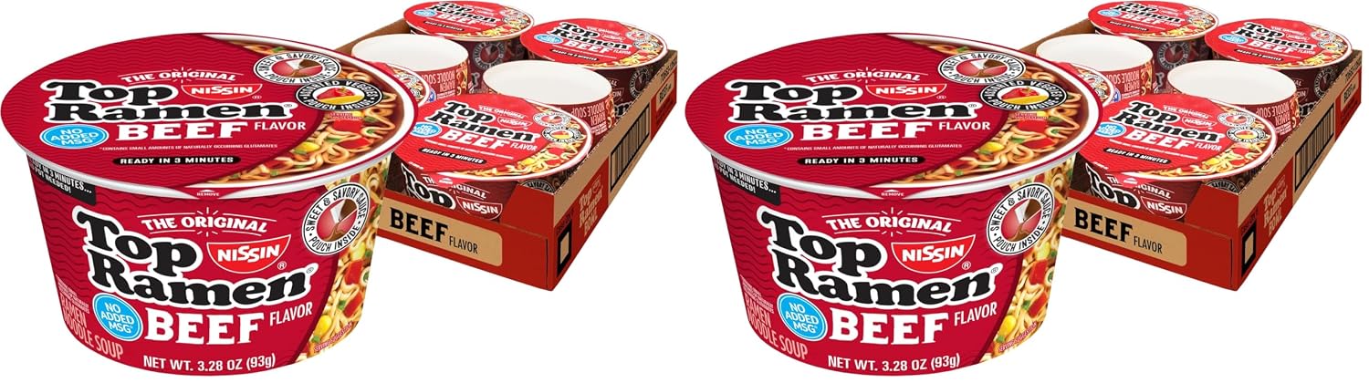 Nissin Top Ramen Noodle Soup, Chicken, 3 Ounce (Pack of 24) | Quick, convenient meal ready in minutes with just hot water.