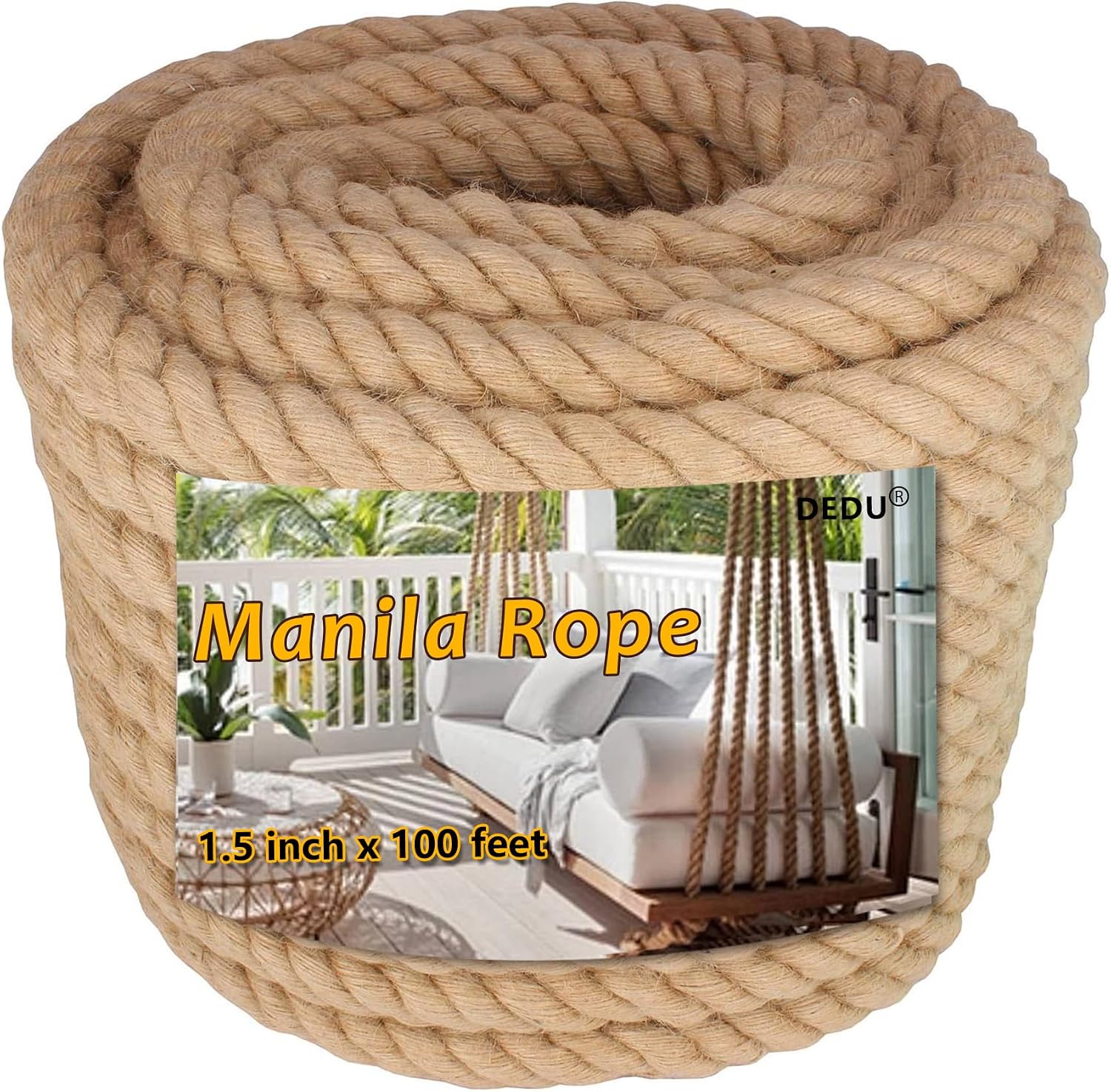 1" X 100' Treated Manila Rope Boat Docks Tree Farm Dock Deck