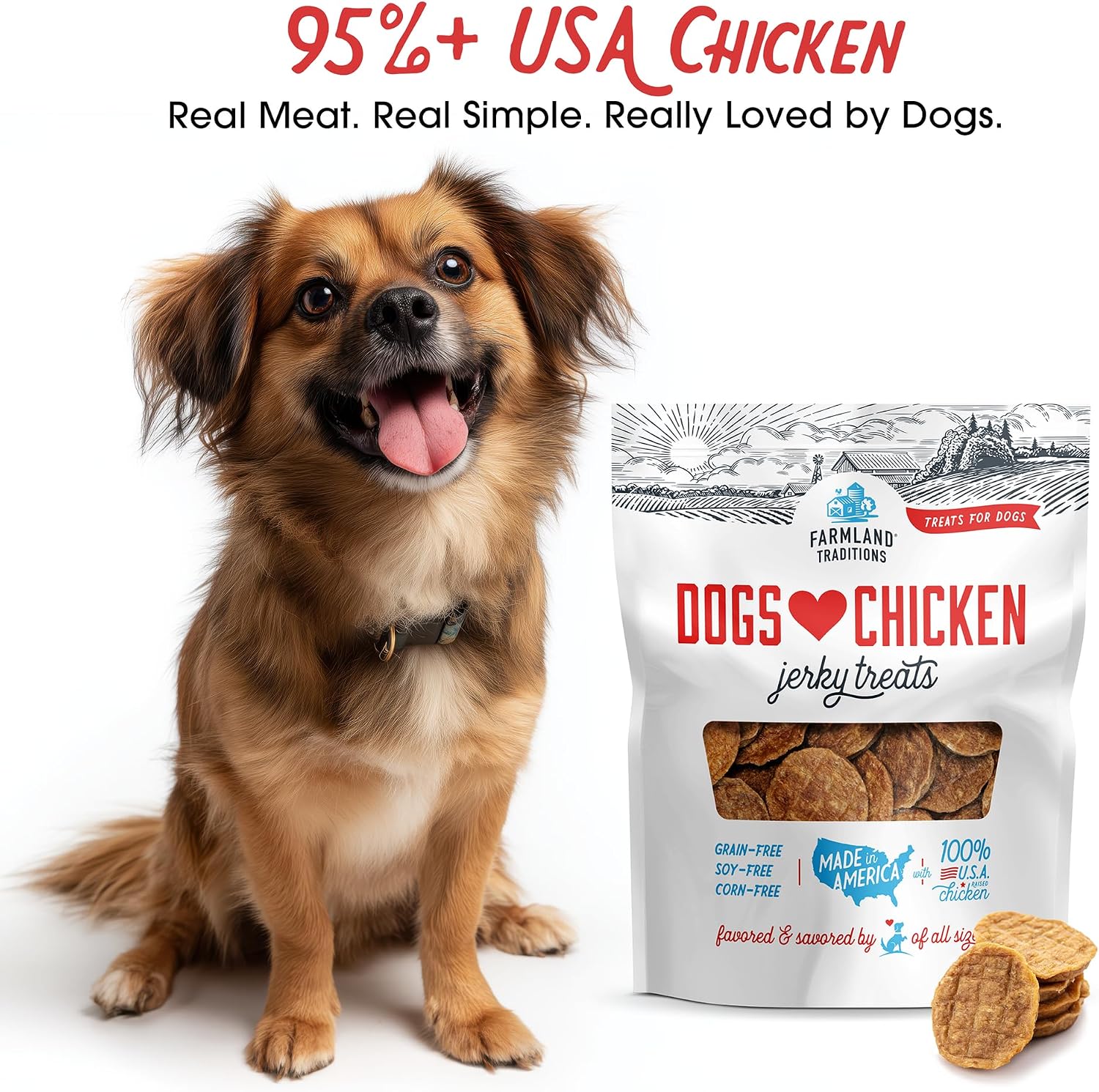 Farmland Traditions Filler Free Dogs Love Chicken Premium Jerky Treats for Dogs, 3 lb. Bag