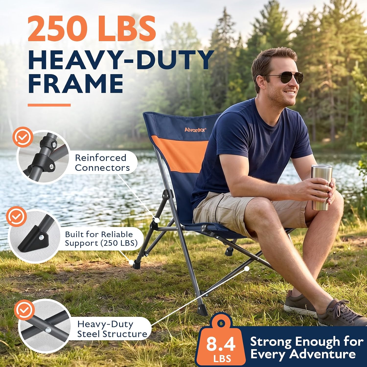Alvantor® Camping Chair, Full Mesh Folding Beach Chair Breathable High Back Portable Lawn Chair for Outdoor, Armrest, Cup Holder, Easy Use Seat for Travel, Fishing, Pinic, Sports Event, 24"x31"x38"