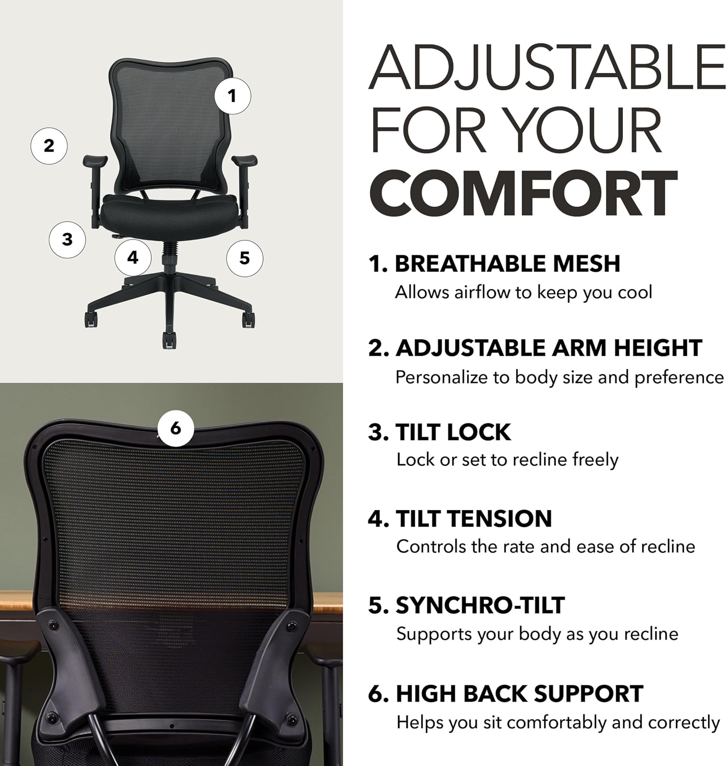 HON Wave Ergonomic Office Chair, Lumbar Support, Desk Chair, Black | High back ergonomic office desk chair with lumbar support, adjustable arms, office decor, advanced tilt for comfort