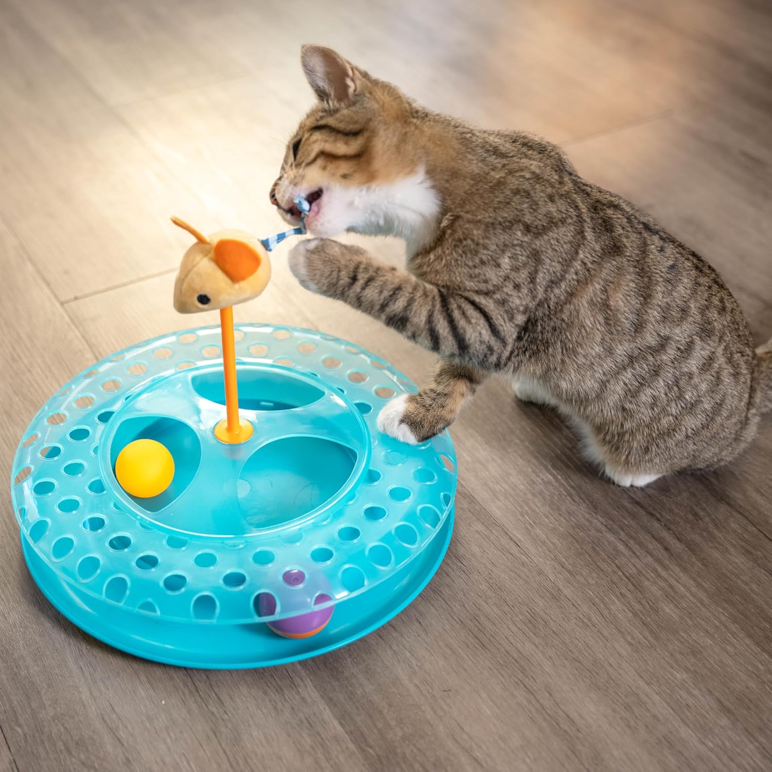 Catstages Tower of Tracks Cat Toy – 3-Level Track Tower with 6 Balls, Interactive Cat Toy for Indoor Enrichment