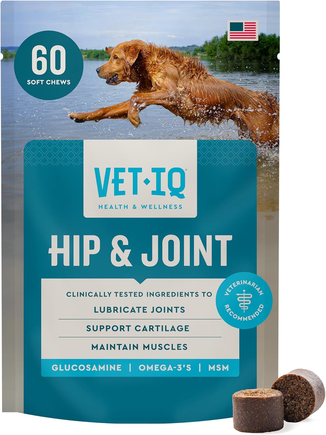 VetIQ Glucosamine Hip & Joint Supplement for Dogs, 180 Soft Chews, Joint Support Supplement with MSM and Krill, Dog Health Supplies Large & Small Breed, Chicken Flavored Chewables | Supports mobility for large & small breeds; glucosamine, MSM & krill oil…