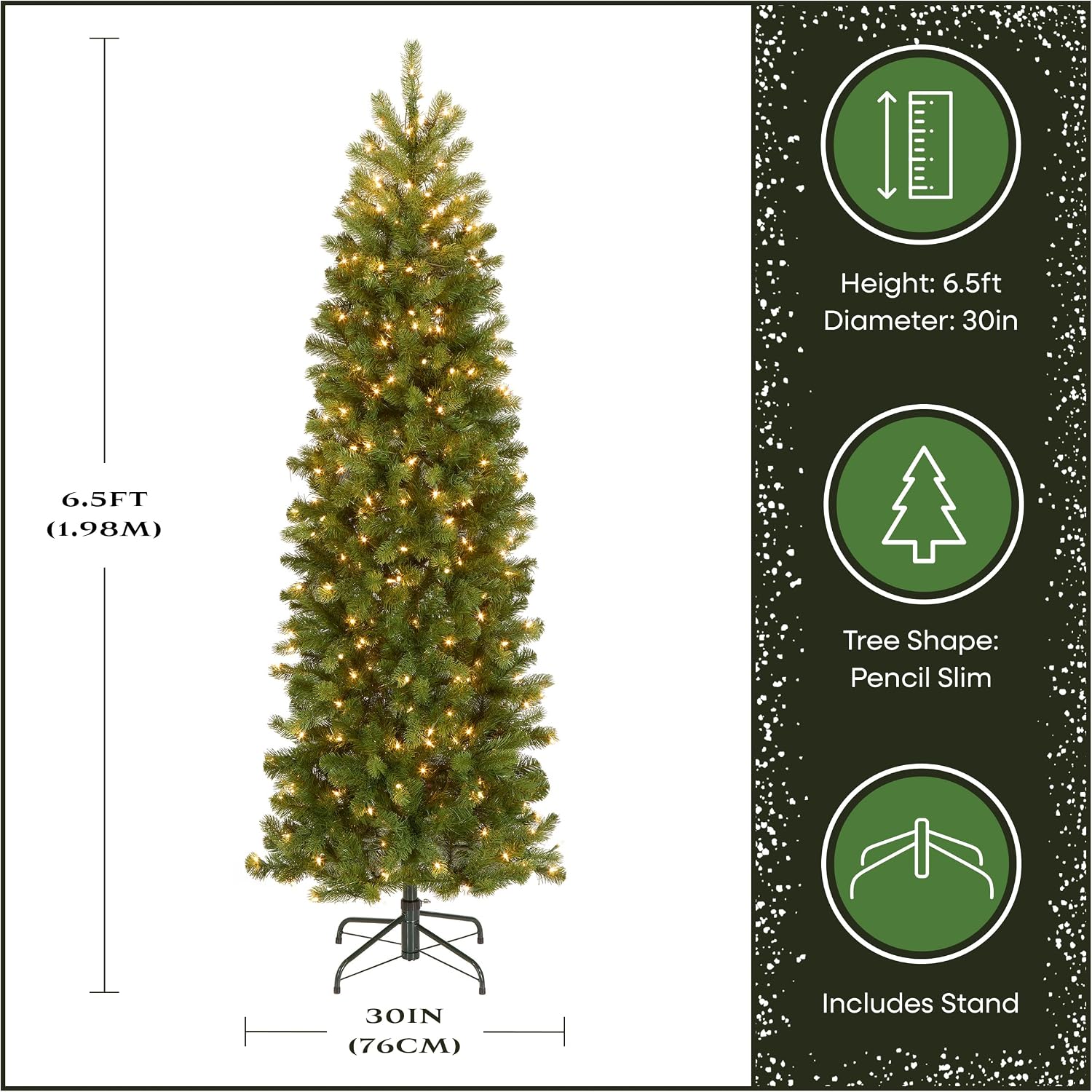 National Tree Company 7.5ft Pre-Lit Downswept Douglas Fir Christmas Tree | Slim, 350 Clear Lights, 796 Tips, Includes Stand, Green