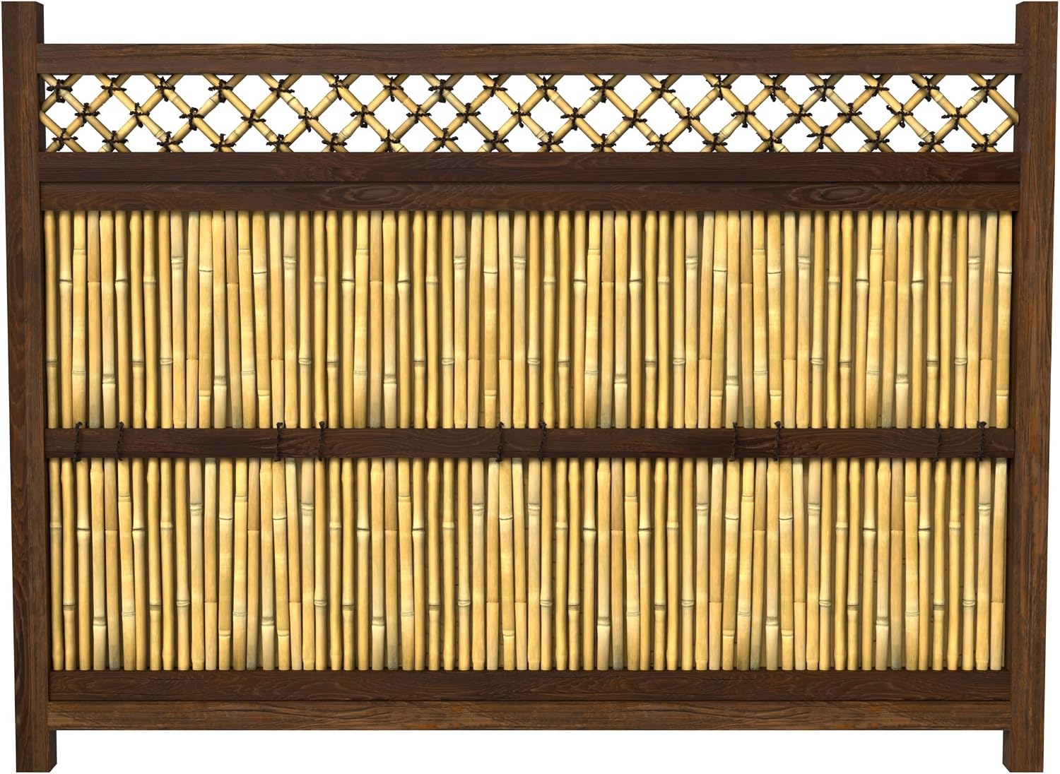 Red Lantern 4 x 1.5 ft. Japanese Bamboo Kumo Fence Panel, 4ft. x 2ft, Brown