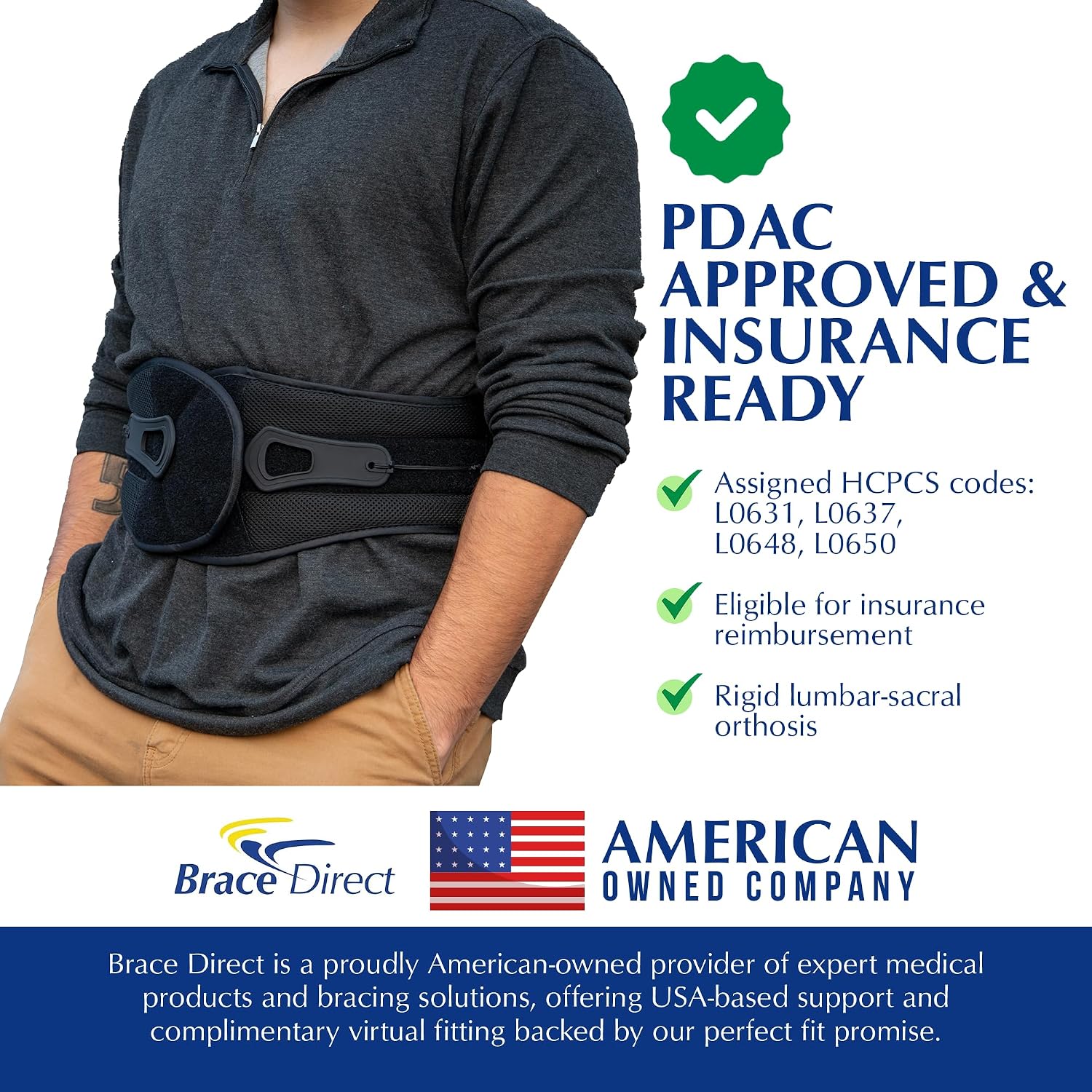 VertebrAlign LSO Back Brace for Sciatica & Herniated Disc L0650 | Back lumbar support brace that eases lower back pain, fracture support, SI joint & bulging disc. Men & women. L0631, L0648