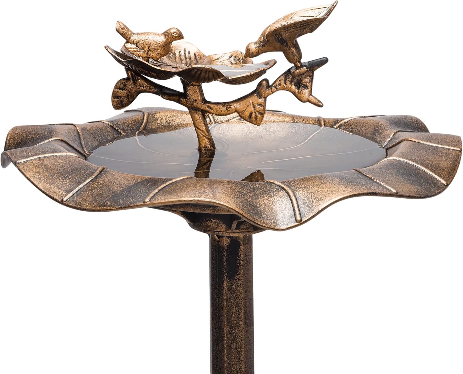 Alpine Corporation 33" Tall Outdoor Lotus Birdbath Yard Statue, Stunning Garden Accent to Attract Birds - Durable Polypropylene Construction for Patio, Deck, or Yard, Green
