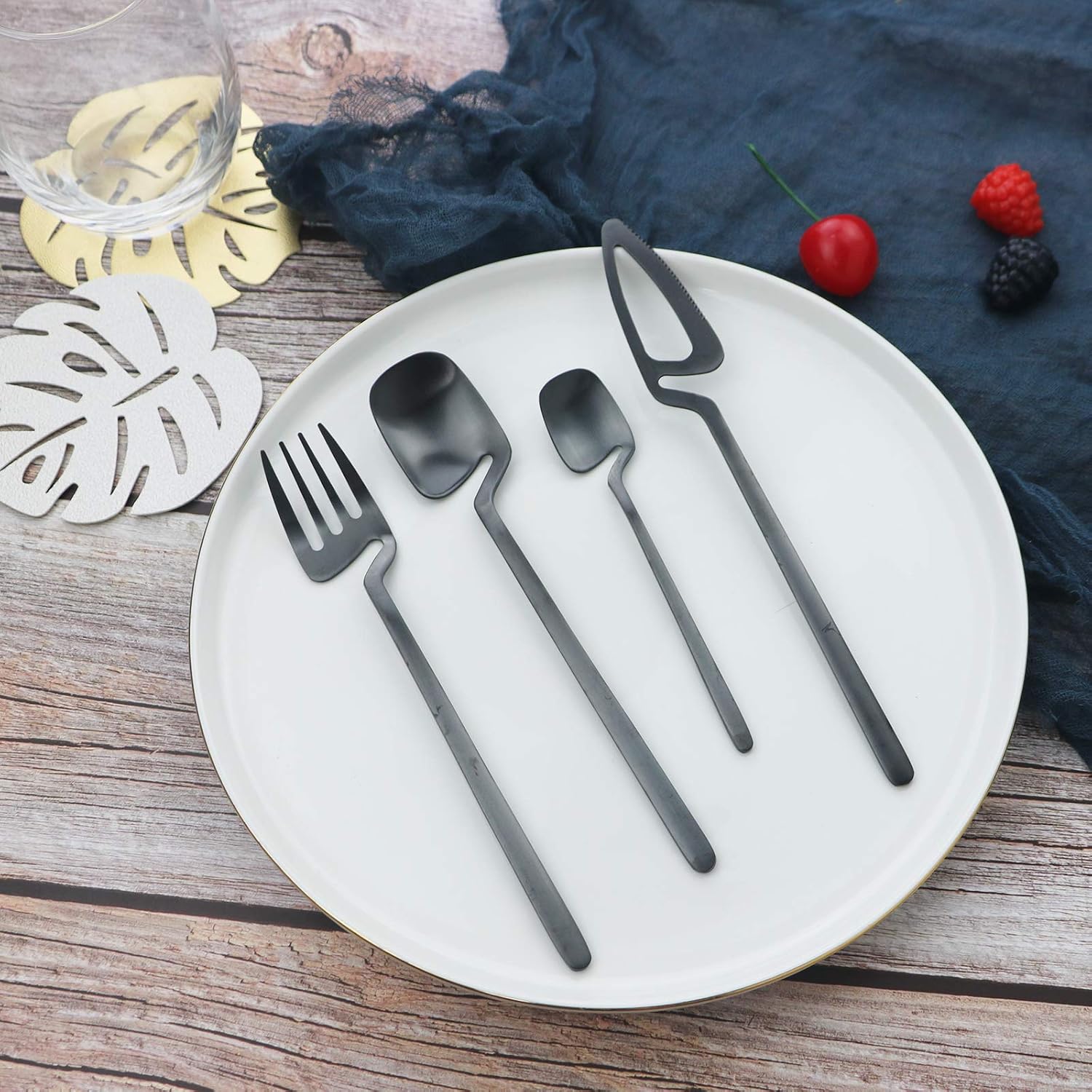 JASHII Silverware Set Satin Finish 24-Piece Stainless Steel Flatware Set Kitchen Utensil Set Service for 6 Tableware Cutlery Set Dishwasher Safe