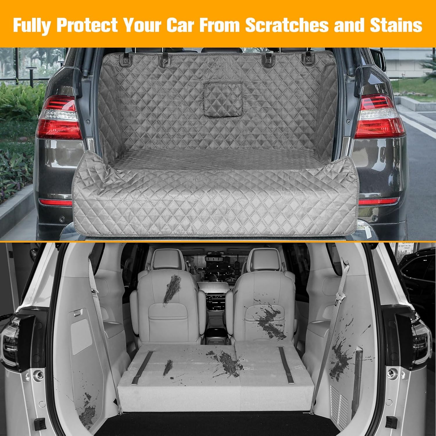 PETICON SUV Cargo Liner for Dogs, Trunk Cover with Bumper Flap Protector