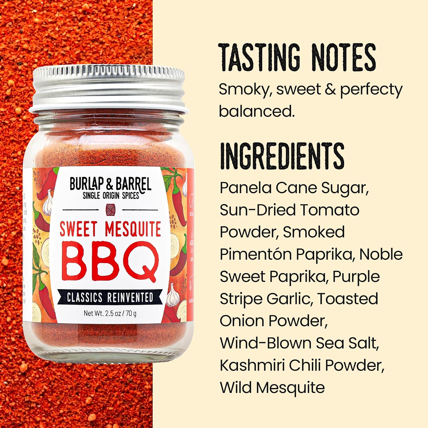 Burlap & Barrel Sweet Mesquite BBQ Seasoning – Smoky-Sweet BBQ Blend with Wild Mesquite, Panela Sugar