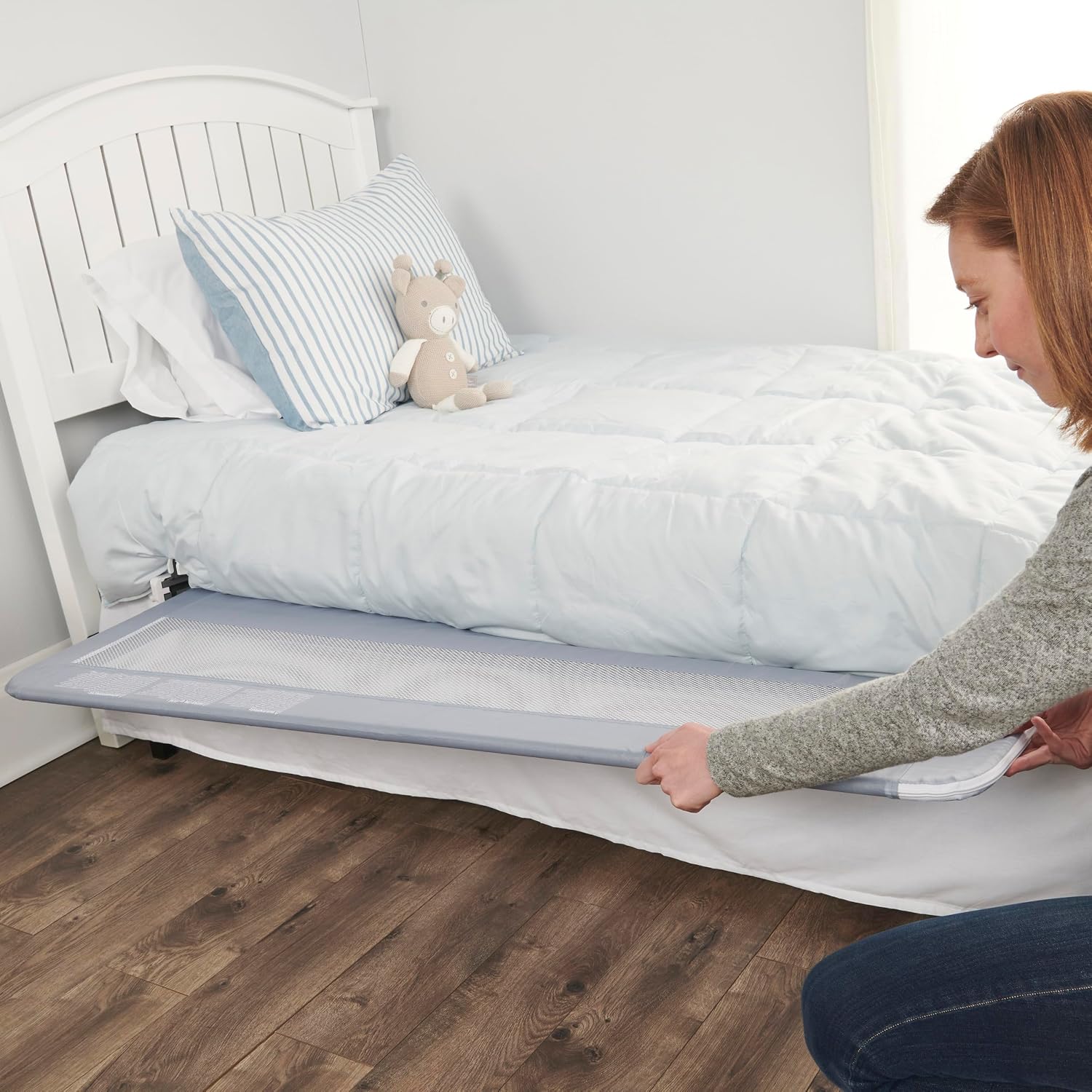 Regalo Safety 54” Extra Long Hideaway Bed Rail Guard for Toddlers, Toddler Bed Rail with Reinforced Anchor Safety System, 20” Tall Bed Safety Rail, Fits Twin, Full & Queen Beds