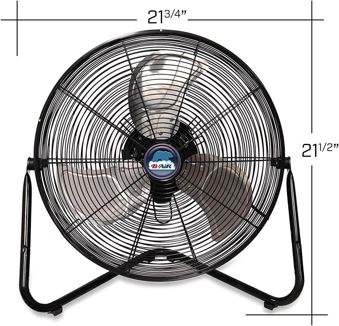 B-Air Firtana 20" High Velocity Electric Garage Floor Fan for Industrial and Home Use with 3-Speeds and Tilt Adjustable Fan Head, SAFF-20, Black