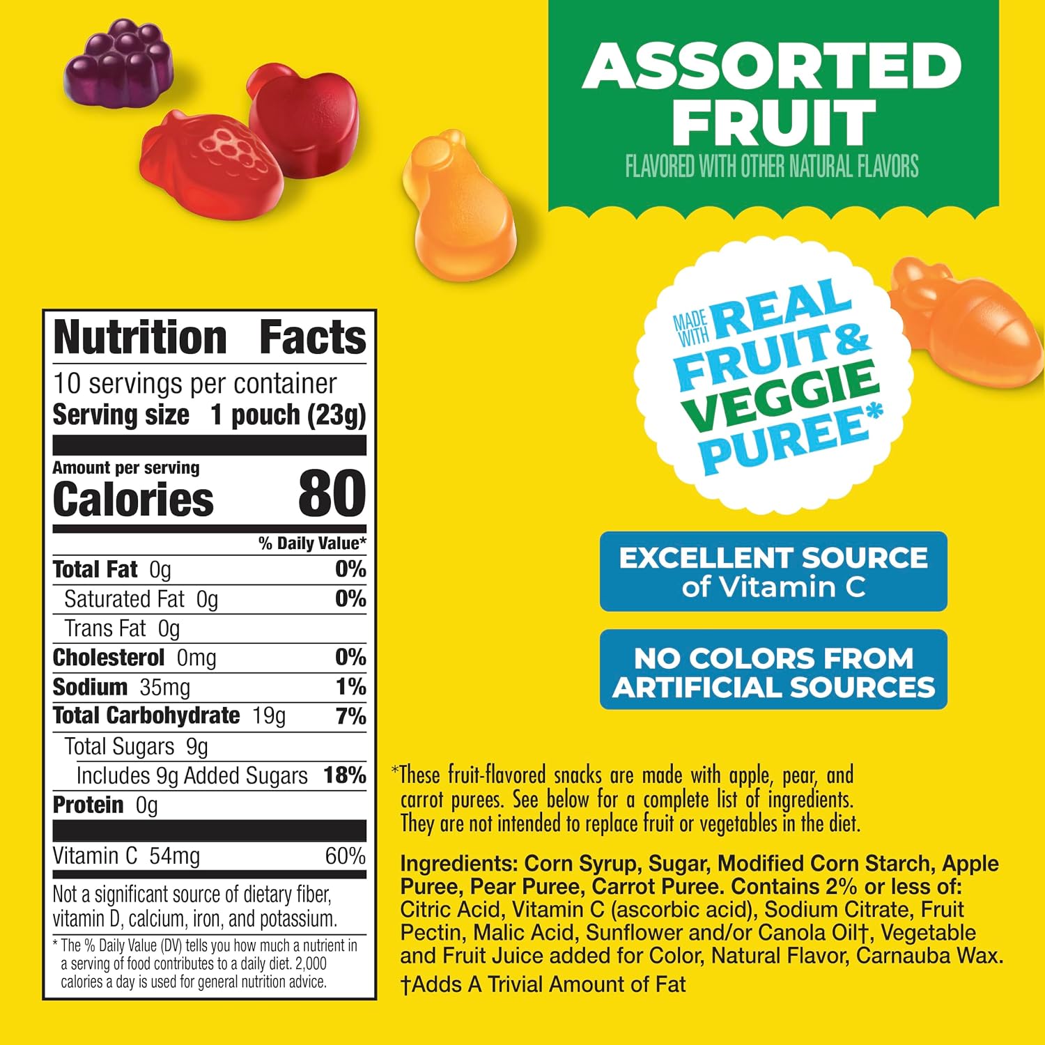 Mott's Fruit Flavored Snacks, Assorted Fruit, Pouches, 0.8 oz, 22 ct (Pack of 6)