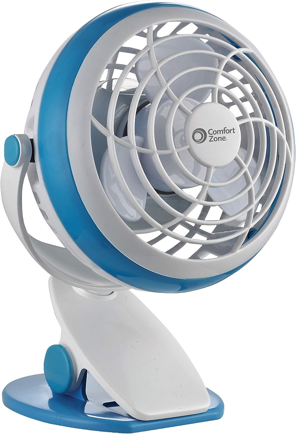 Comfort Zone Dual Base Combo Clip or Desk Fan, USB or Battery Powered, 4 inch, Single Speed Setting, Adjustable Tilt, Lightweight, Ideal for Home