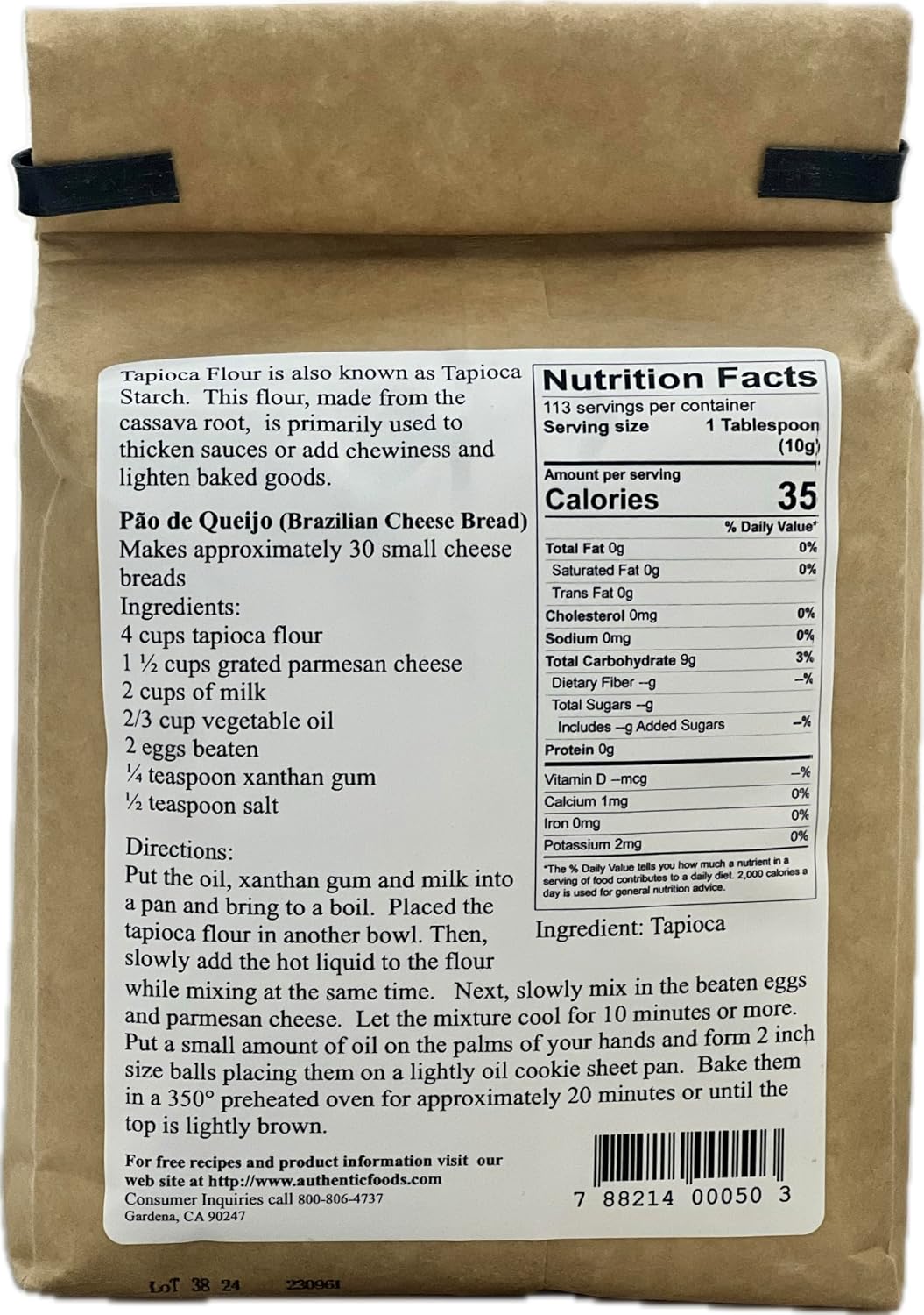 Authentic Foods Tapioca Flour - 2.5 lb