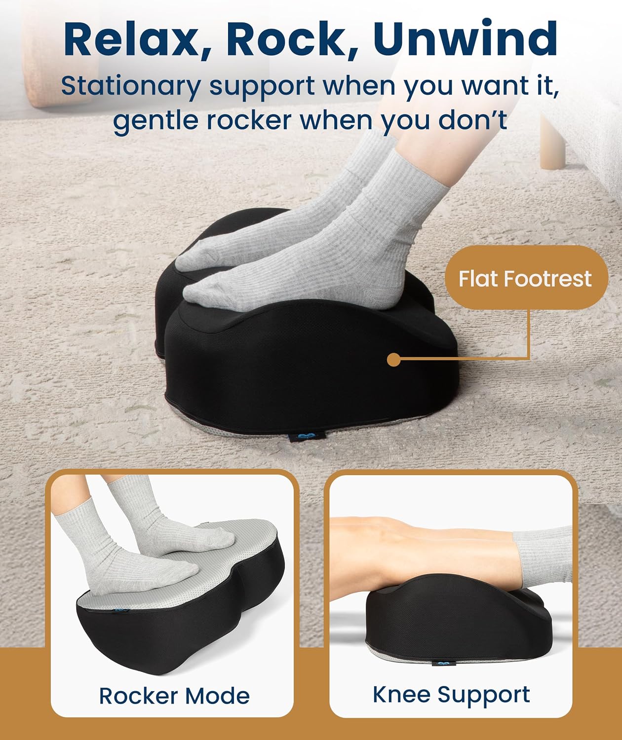 Everlasting Comfort Foot Rest for Under Desk at Work - Memory Foam Office Foot Stool & Under Desk Footrest Leg Elevation Pillow for Gaming & Home