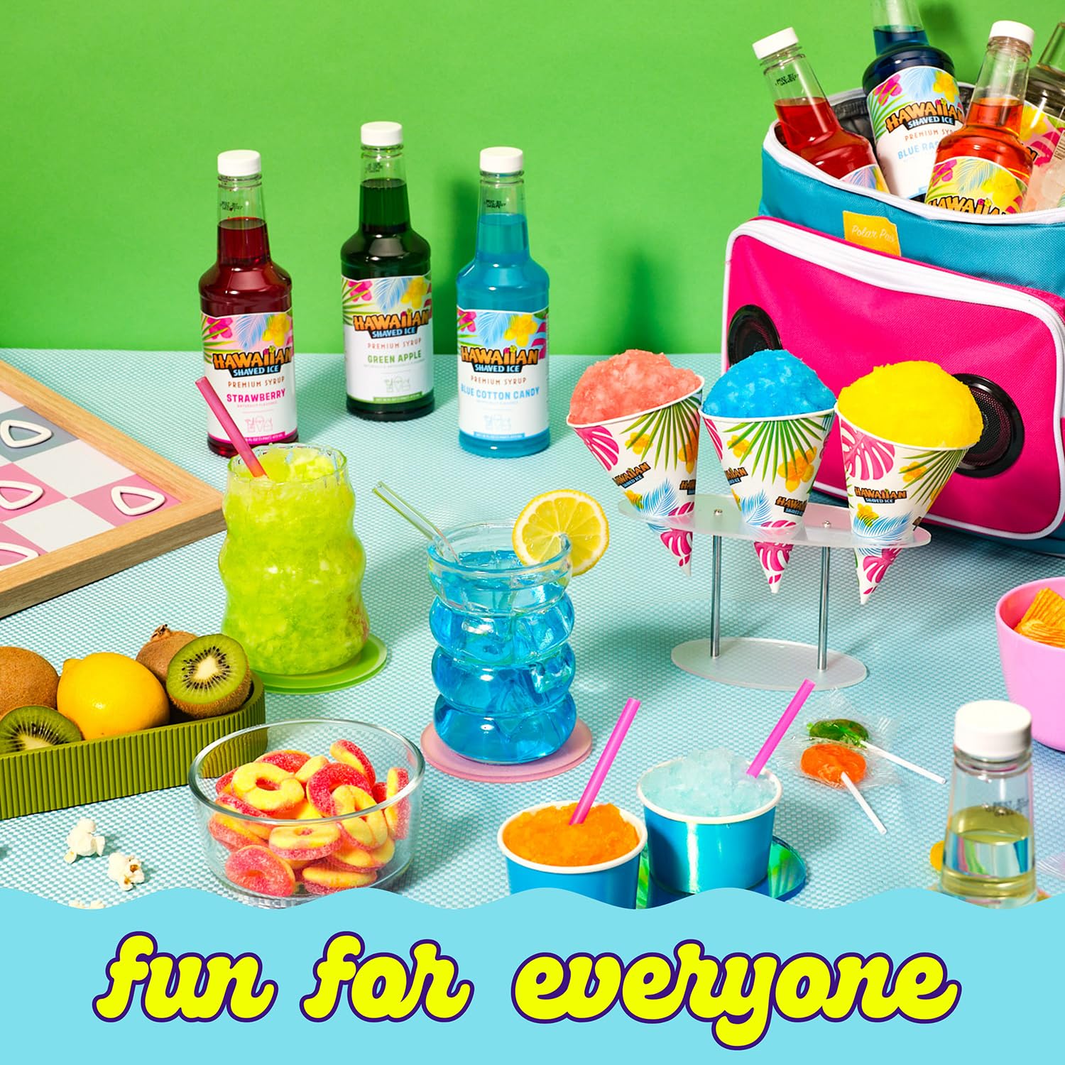Hawaiian Shaved Ice Blue Raspberry Syrup - Made Nut Soy Dairy Free in the USA - Flavor Fluffy Shaved & Crunchy Snow Cone - Shelf Stable After Opening - Makes 8 Servings - 16 ounces