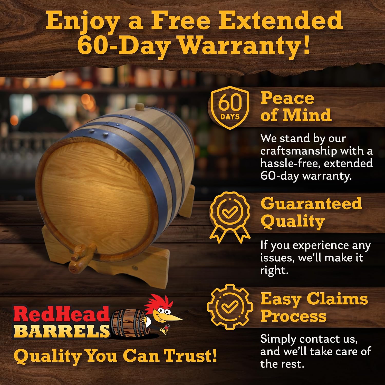 3L Charred Oak Aging Barrel for Whiskey, Rum & Wine