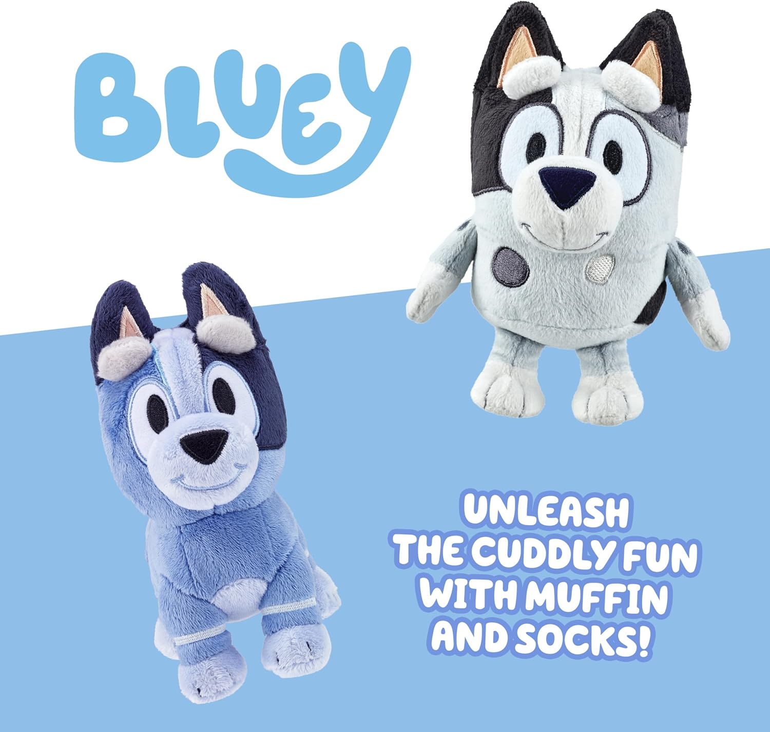 Bingo & Bluey Plush Toys 2-Pack, Soft Deluxe Fabric, Embroidered