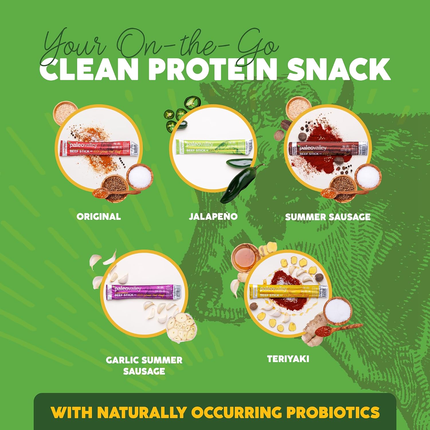 Paleovalley 100% Grass Fed Beef Sticks, Protein Snacks, Original | 10 Count, Individually Wrapped, Naturally Fermented, Gluten Free, Keto and Paleo, Made With Simple Ingredients, 6g Protein