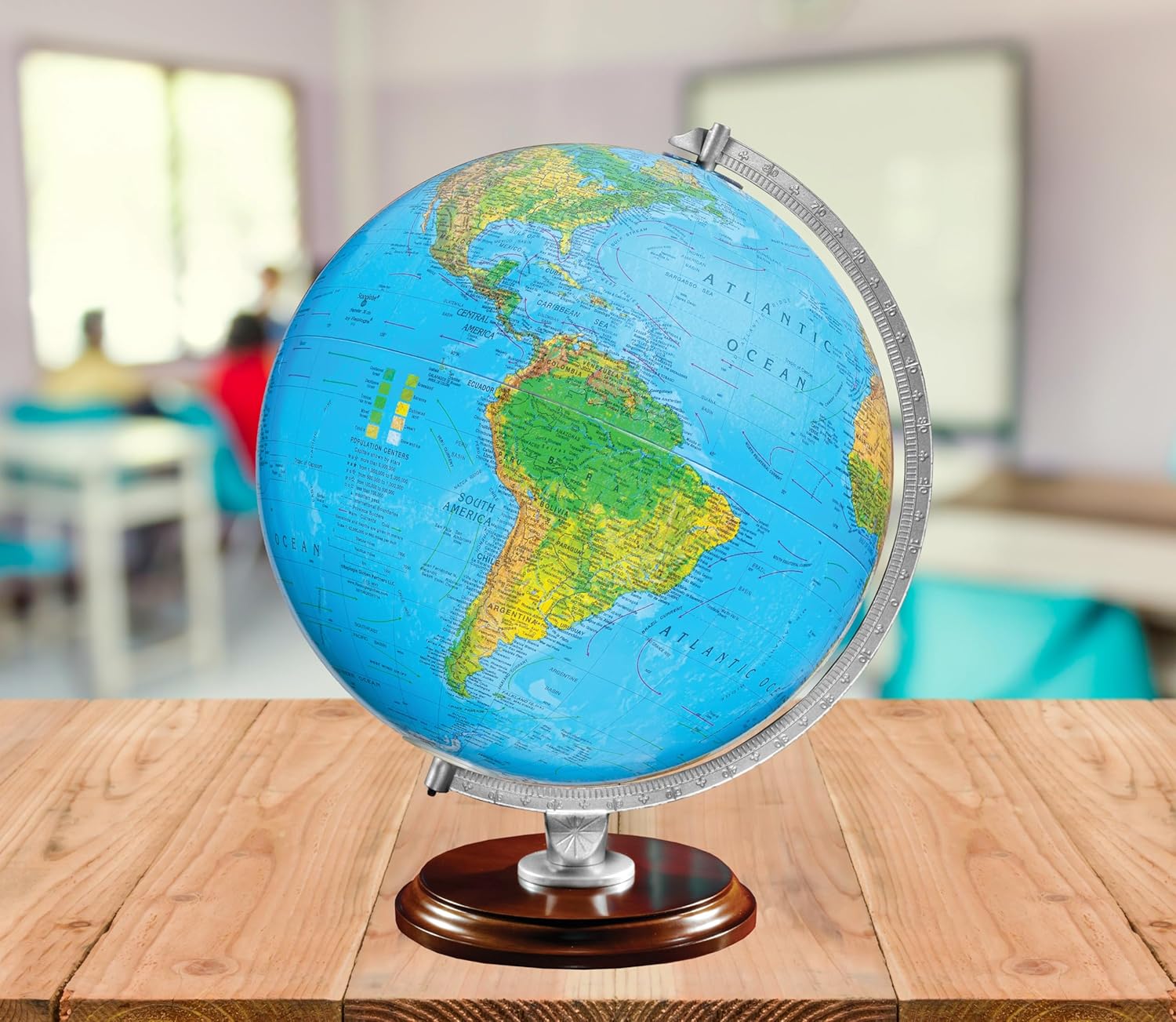 Replogle Student - Educational Classic World globe, Blue Ocean, Raised Relief feature, including a bonus map, made in USA, 12"/30cm diameter