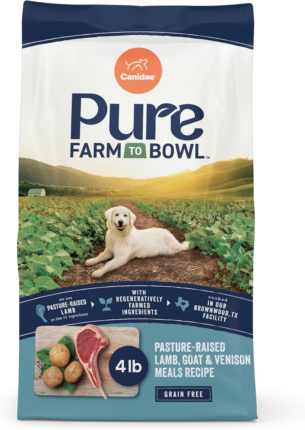 Canidae Pure Farm to Bowl Dry Dog Food - Balanced Nutrition for Adult Dogs - Limited Ingredient Formula - Grain, Wheat & Soy-Free - 22 lb - Wild-Caught Salmon & Sweet Potato Recipe