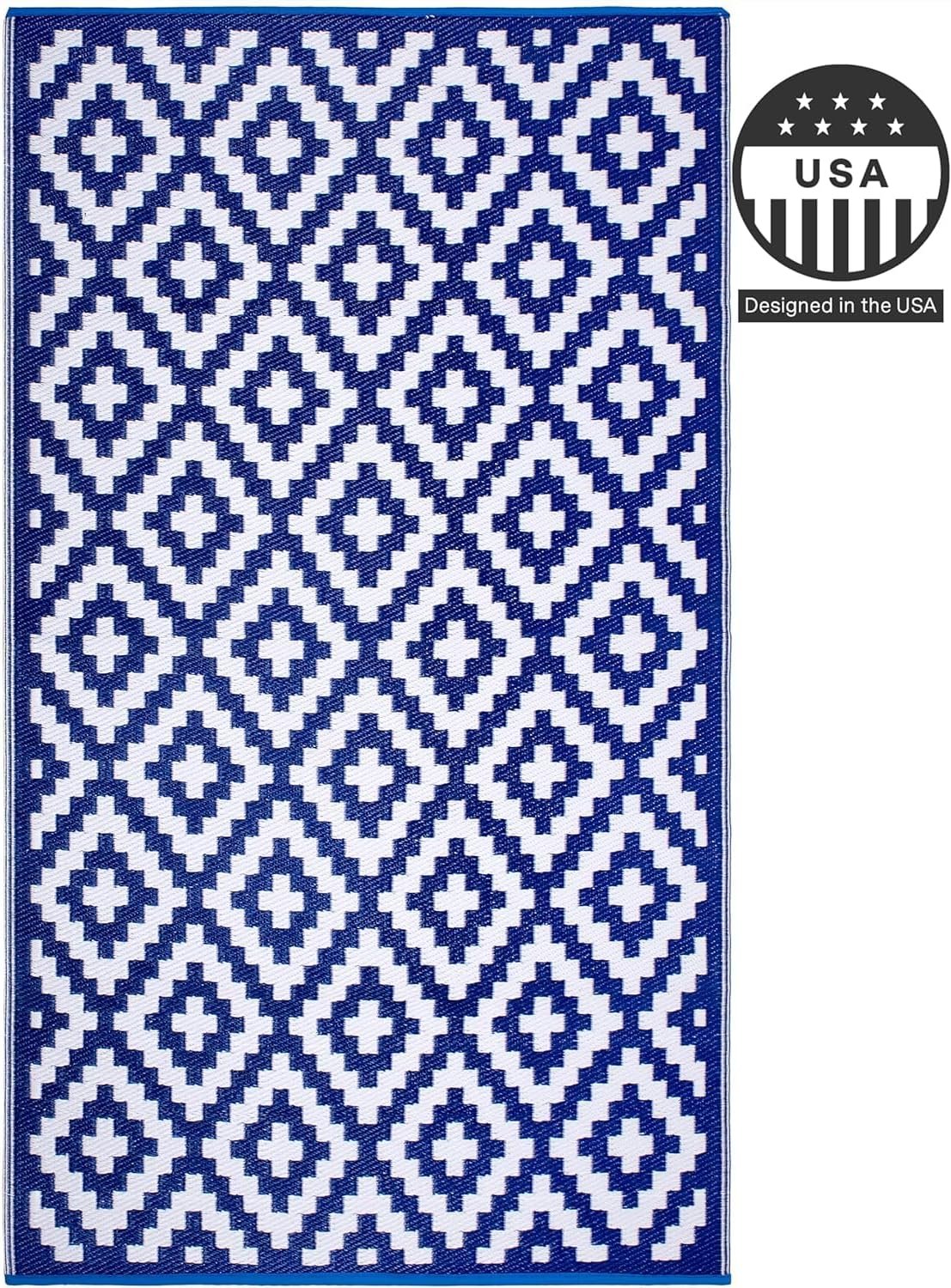 FH Home Outdoor Camping Rug - Waterproof, Fade Resistant, Reversible - Premium Recycled Plastic - Striped - Large Patio, Deck, Sunroom