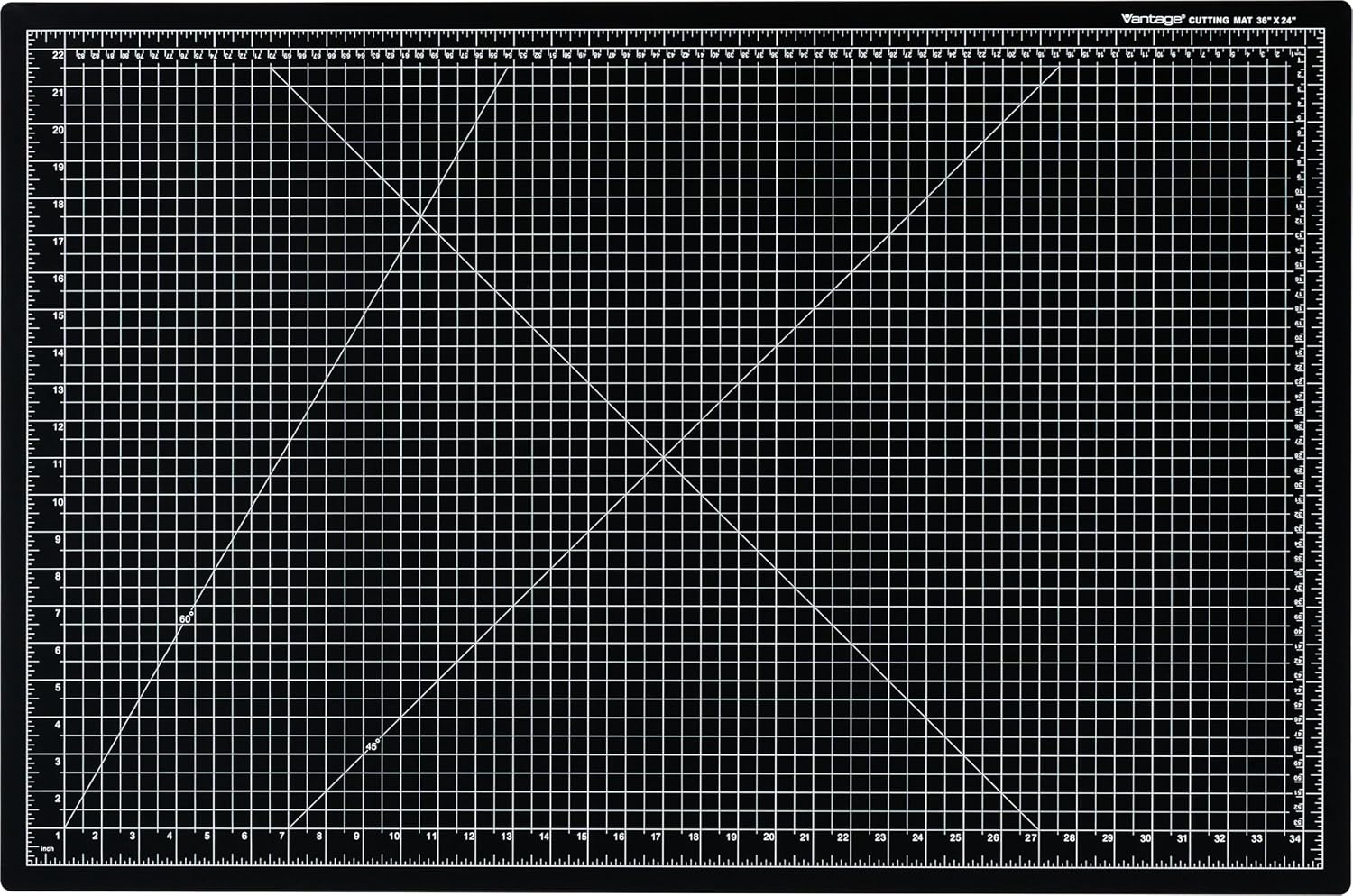 Dahle Vantage 10673 Premium Self-Healing Cutting Mat, 24"x36", 1/2" Grid, 5 Layers for Max Healing, Perfect for Crafts & Sewing, Black