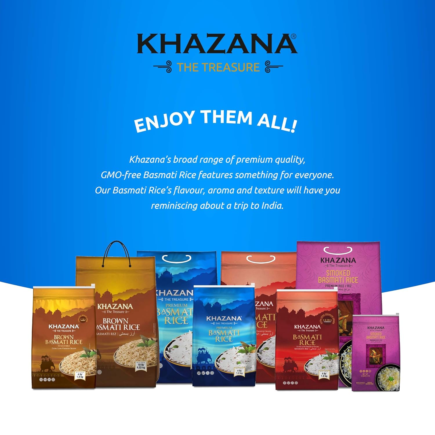 Authentic Premium Basmati Rice by Khazana in 10 lb Bag - Aromatic and Flavorful Indian Grain - Non-GMO, Gluten Free, Kosher, Cholesterol Free