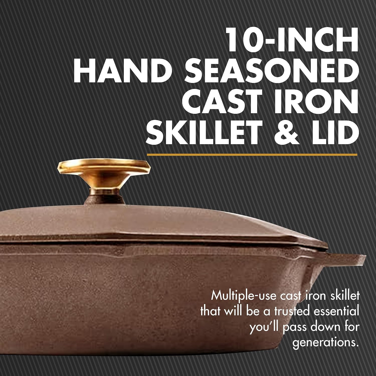 FINEX 12" Cast Iron Skillet with Lid, Versatile Cast Iron Pan, Cooking Pan Enhances Food Taste, Non-Stick Skillet, Modern Heirloom, Pre-Seasoned with Flaxseed Oil