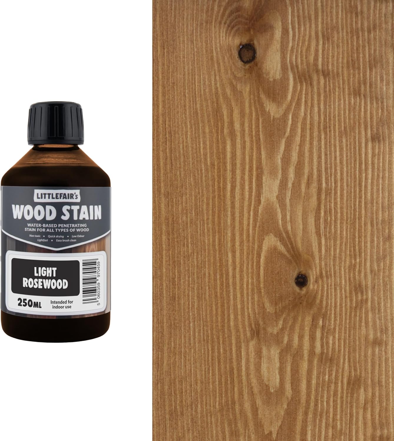 Littlefair's Wood Stain Water Based - 8.5oz/250ml - Indoor Furniture Stain Light & Dark Finishes - Special Non Toxic & Eco Friendly Formula - Wood Stain for Crafts - Color: Antique Stripped Pine