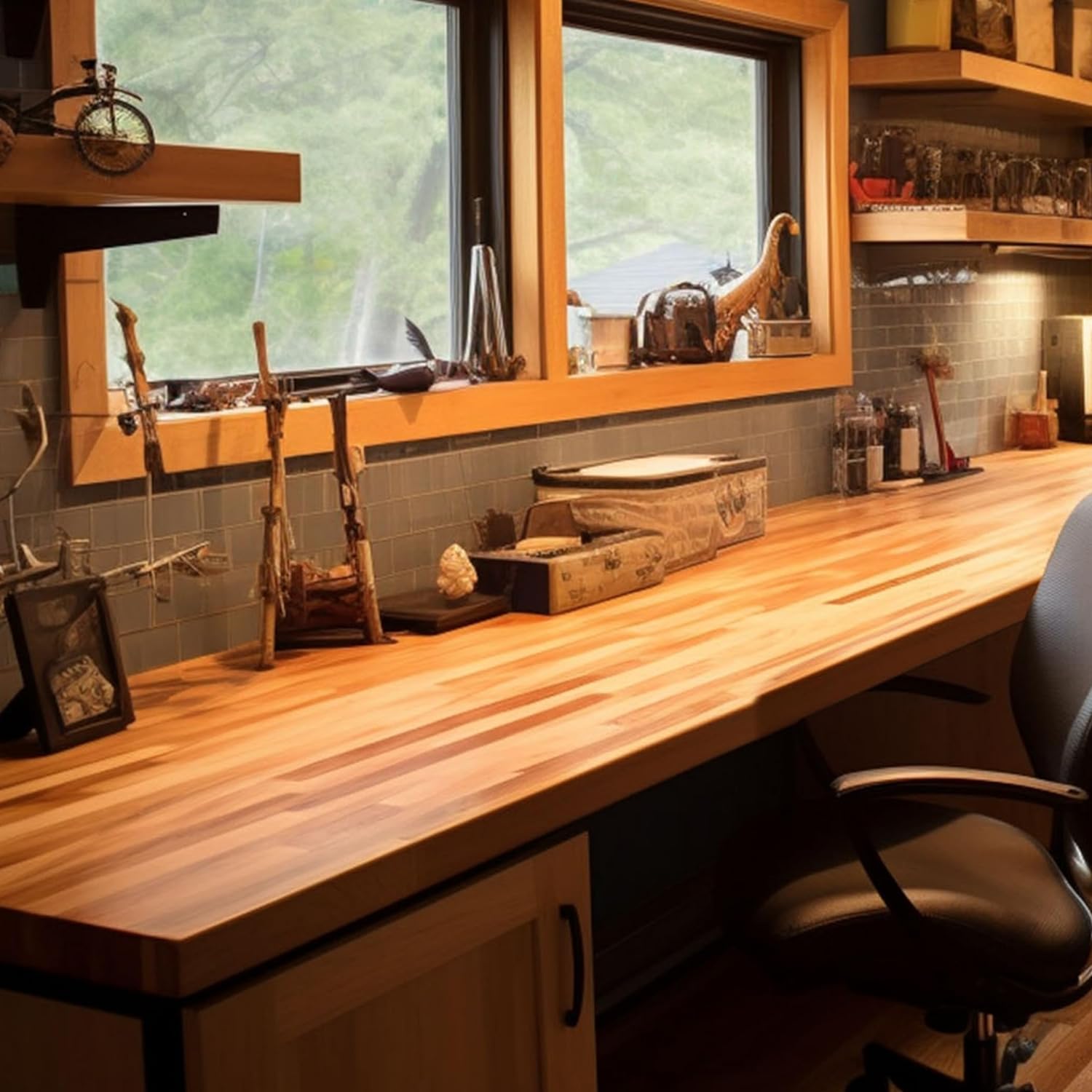 Butcher Block Counter Top, USA Grown Cherry Solid Hardwood Countertop, Wood Slabs for Kitchen, Reversible, Both Side Polished