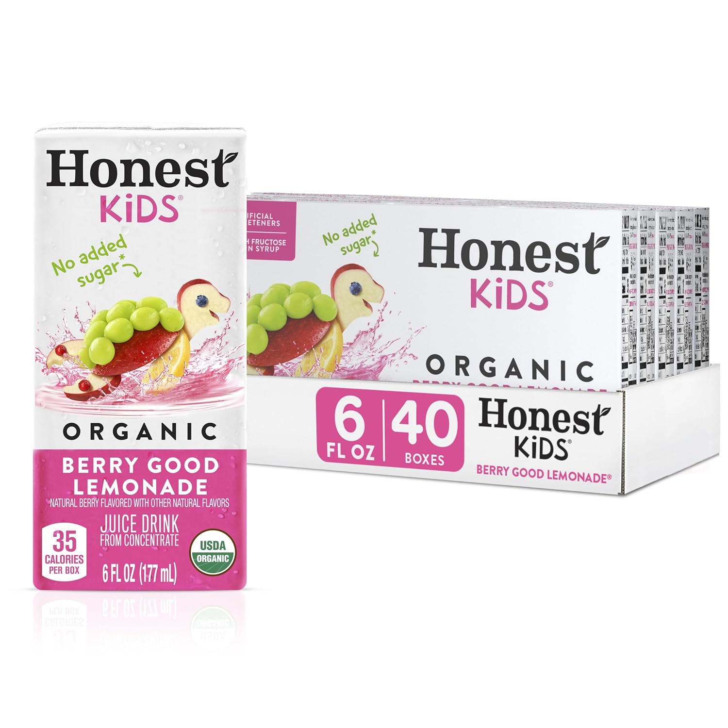 Honest Kids Appley Ever After, Organic Juice Drink, 6 Fl oz Juice Boxes, Pack Of 40, Apple