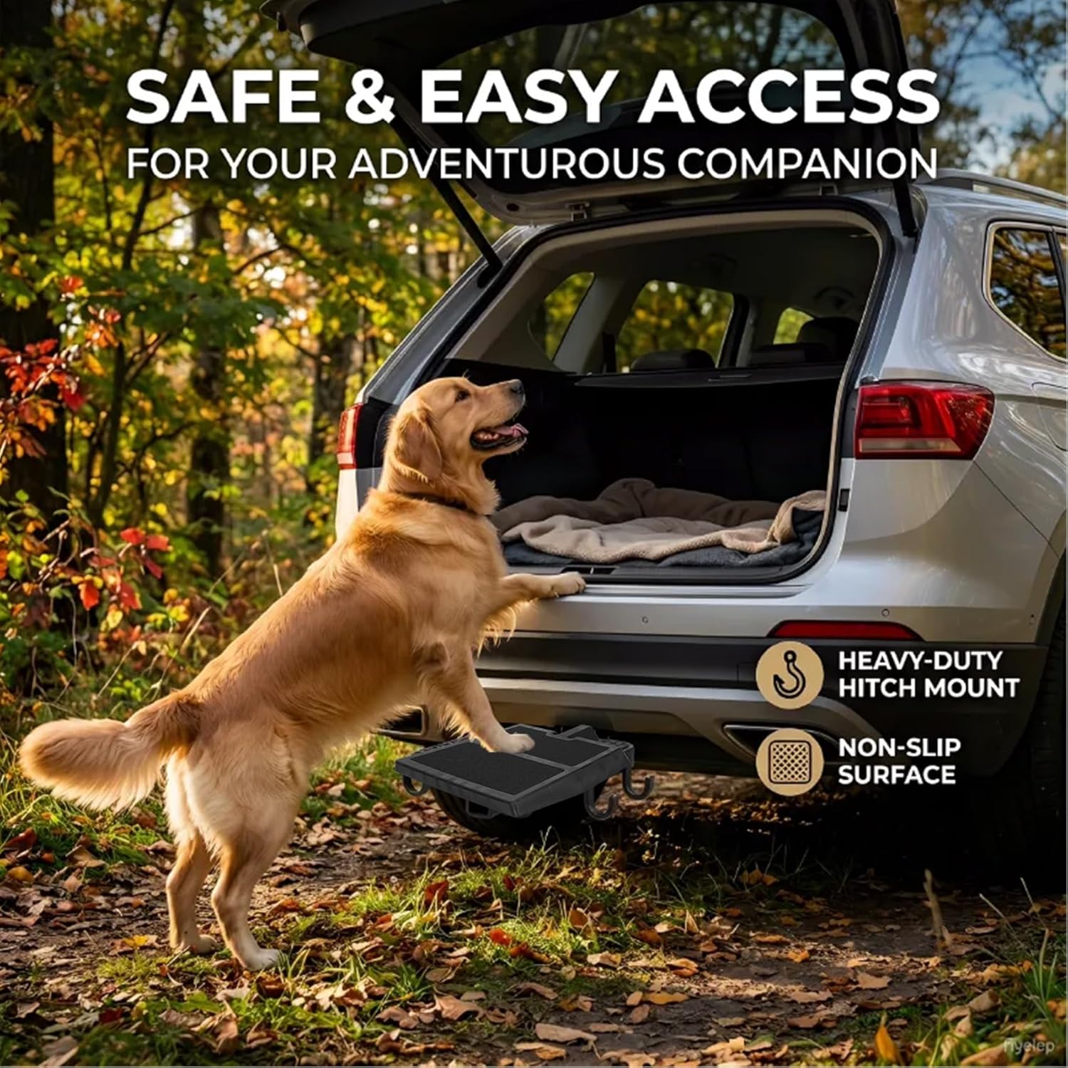 Pet Hitch Step for 2 Inch Trailer Receiver | Dog Hitch Step Help Dogs Get in & Out of Car SUV, Hitch Step for Dog Supports 200lbs