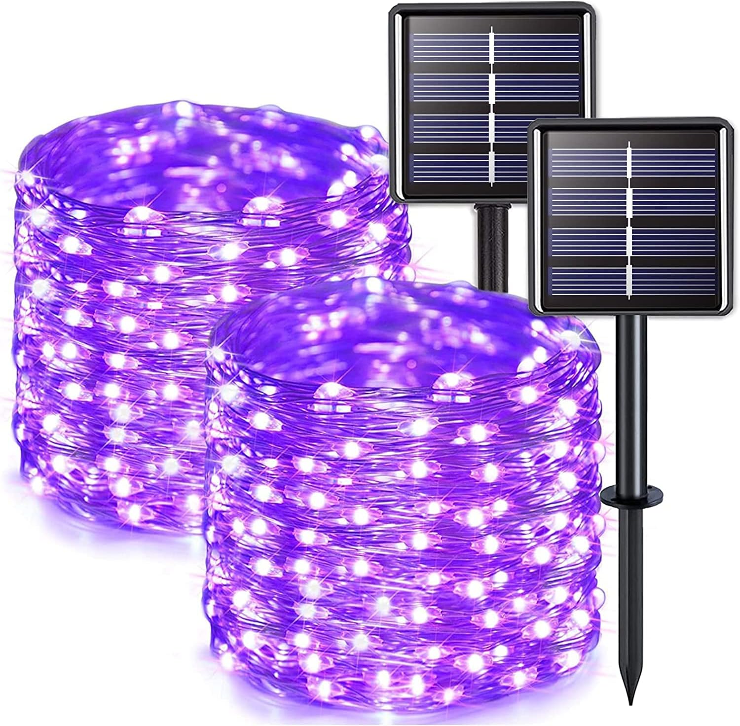 JMEXSUSS 2 Pack Solar String Lights Outdoor Total 66FT 200LED Fairy Lights | Outdoor Waterproof, 8 Modes Solar Christmas Lights for Outside Garden Tree Patio Yard Wedding Christmas Decorations, White