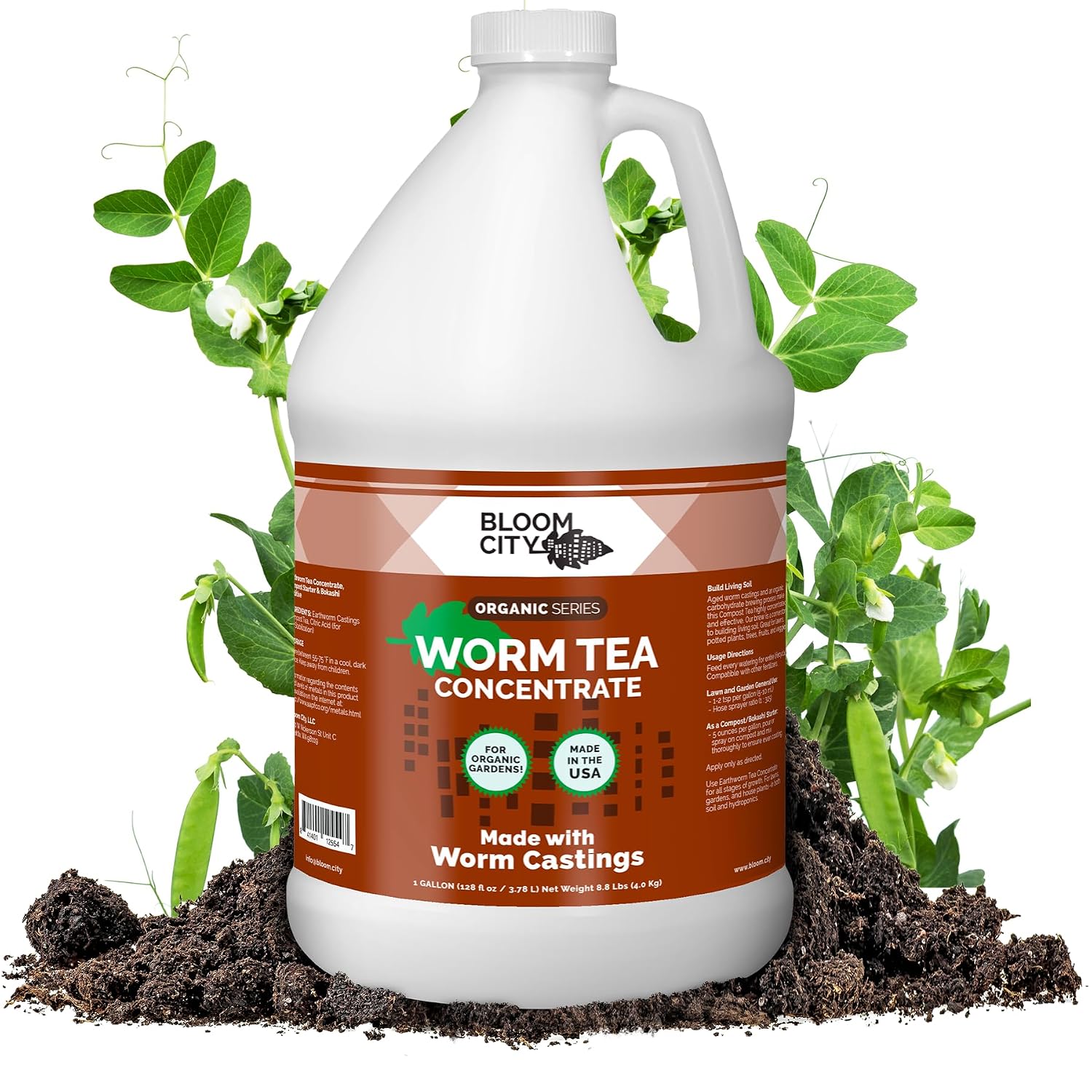 Organic Earthworm Tea Concentrate, Soil Microbe Booster, 1 Gal | For Compost & Plants, Improves Soil Health, Bokashi Bran Booster, Supports Nutrient Uptake, Easy Dilution Ratio