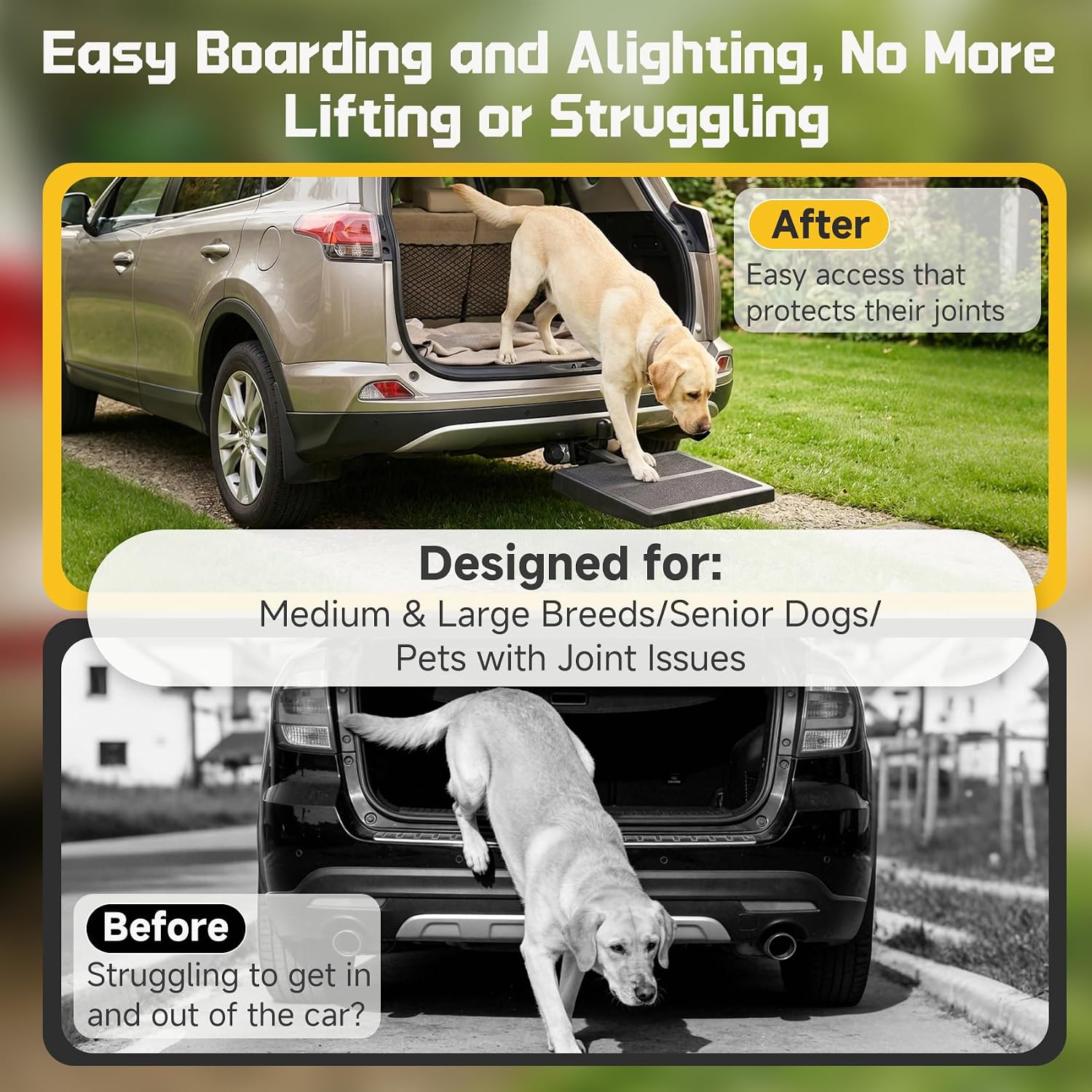 Pet Hitch Step for 2 Inch Trailer Receiver | Dog Hitch Step Help Dogs Get in & Out of Car SUV, Hitch Step for Dog Supports 200lbs