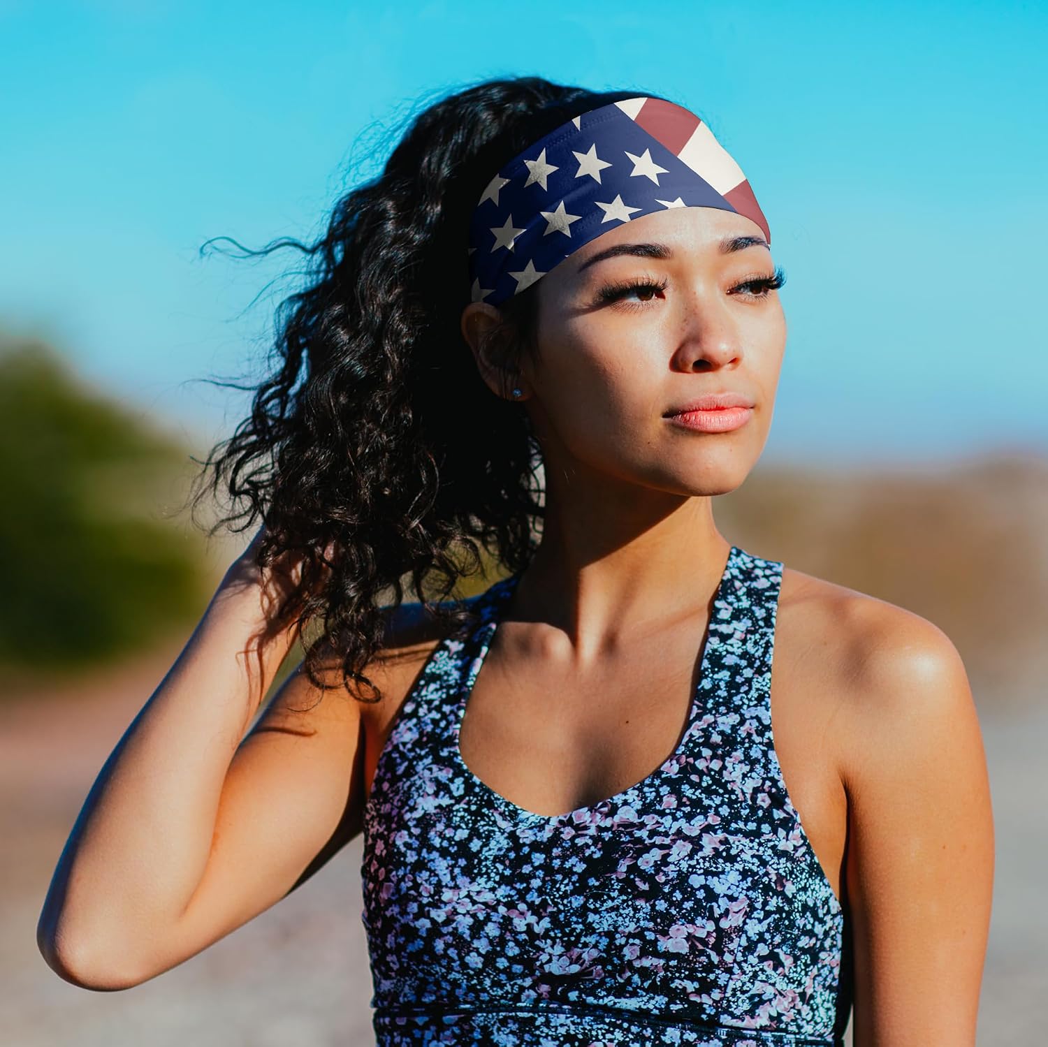 Suddora Country Flag Headbands, Wide National Flag Headbands for Sports Events, Non-Slip Fabric Sweatbands for Soccer, Tennis, Workout, Costume