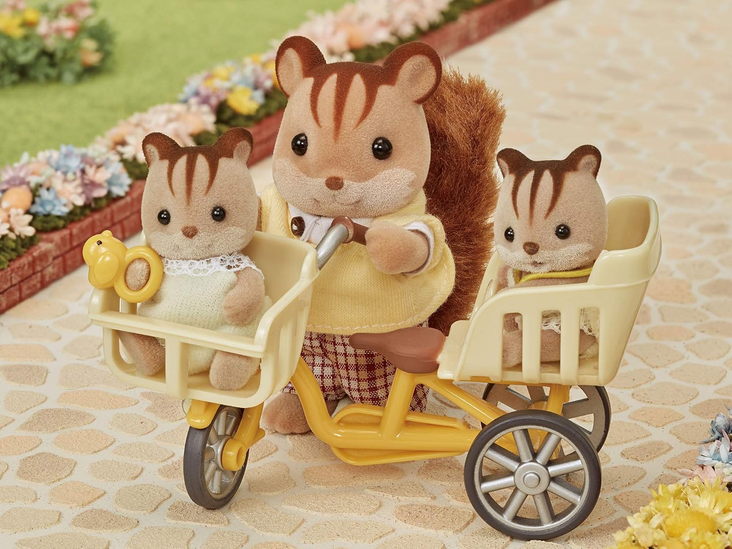 Sylvanian Families furniture three people riding bicycle