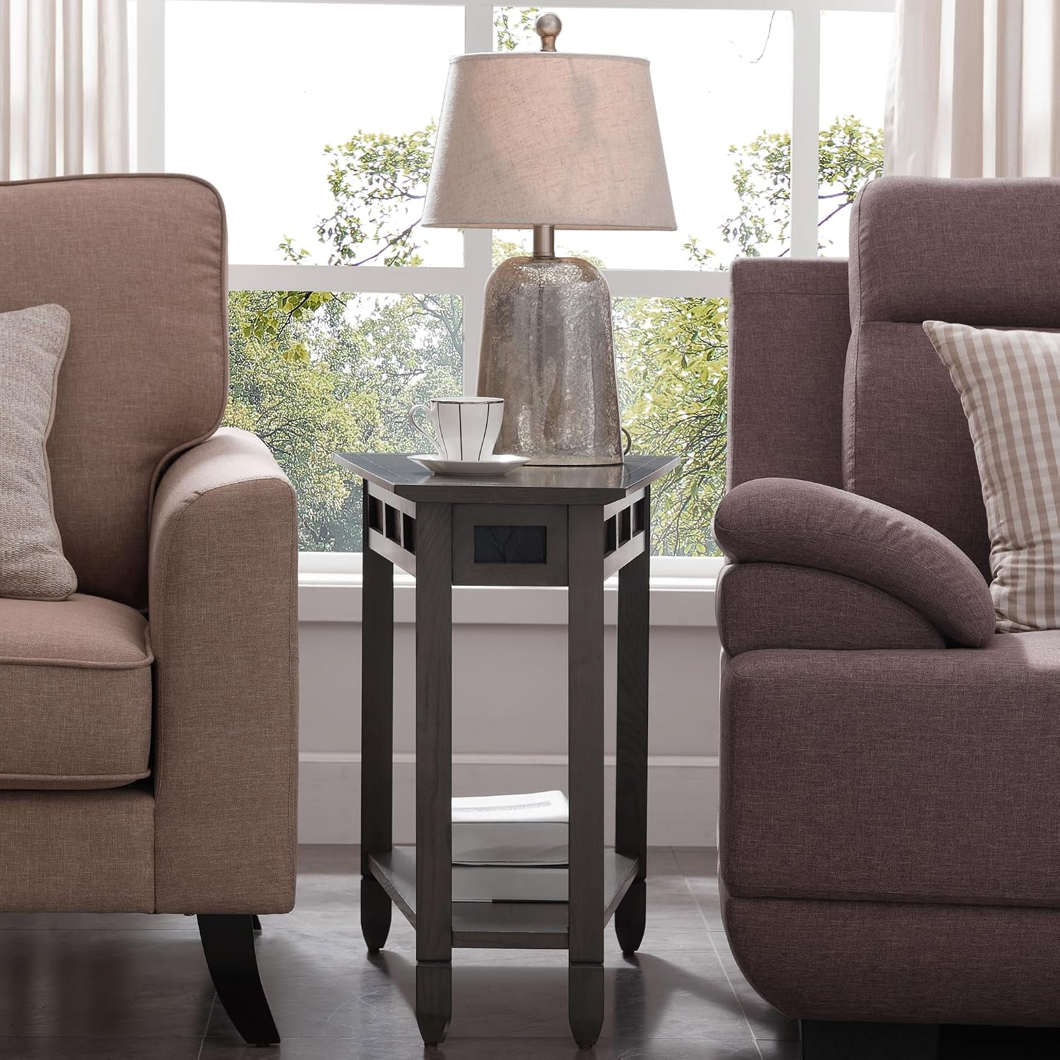 Leick Home Delton Wedge End Table, 17", Sienna