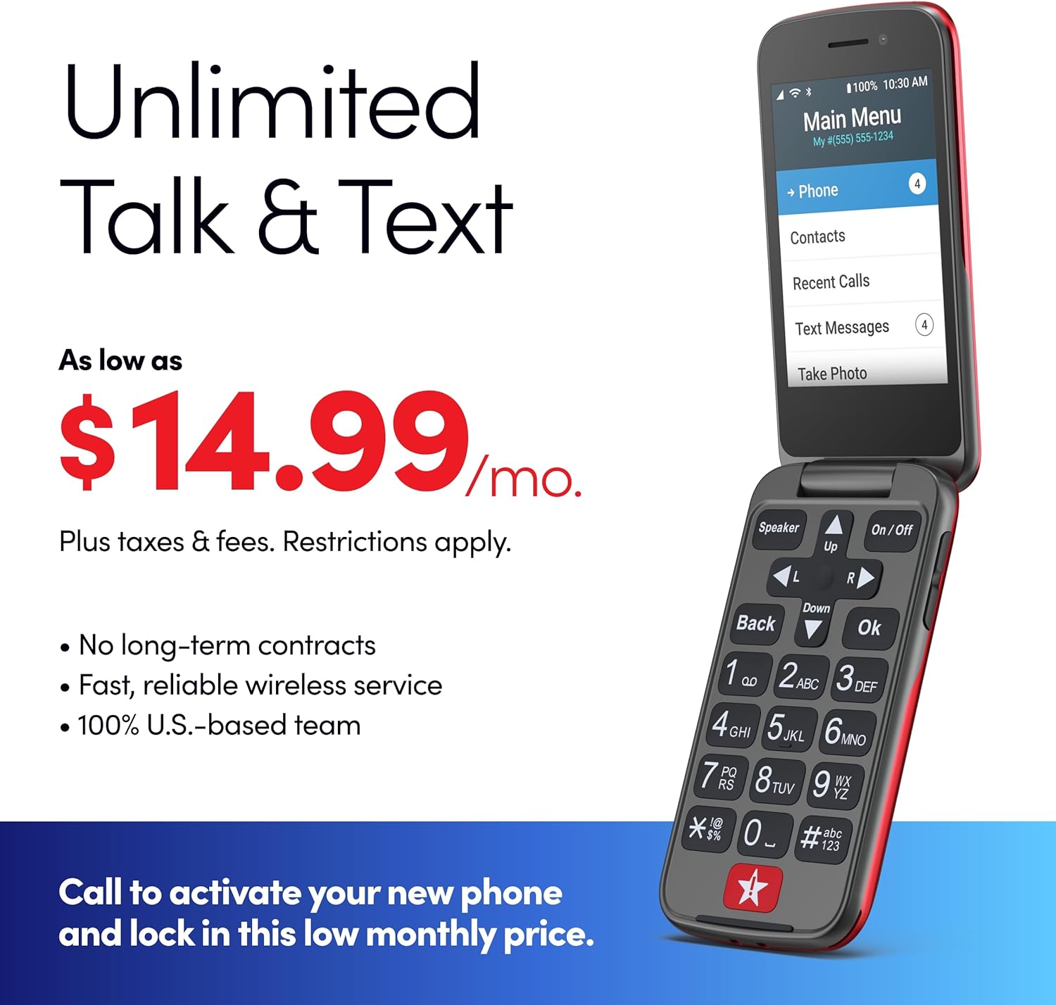 LIVELY Jitterbug Flip Cell Phone for Seniors, Flip2, Red