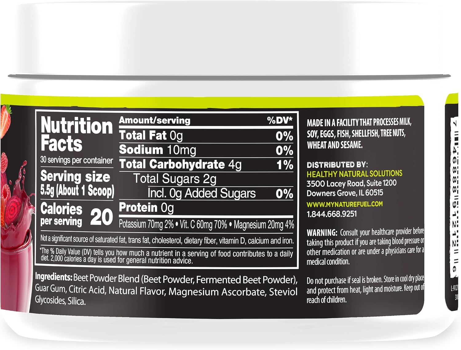 SlimFast Healthy Delights Nature Fuel Power Beets Vegan Beet Juice Powder | 0g Added Sugar, Beet Root Supplement, Beetroot, Mixed Berry, 30 Servings