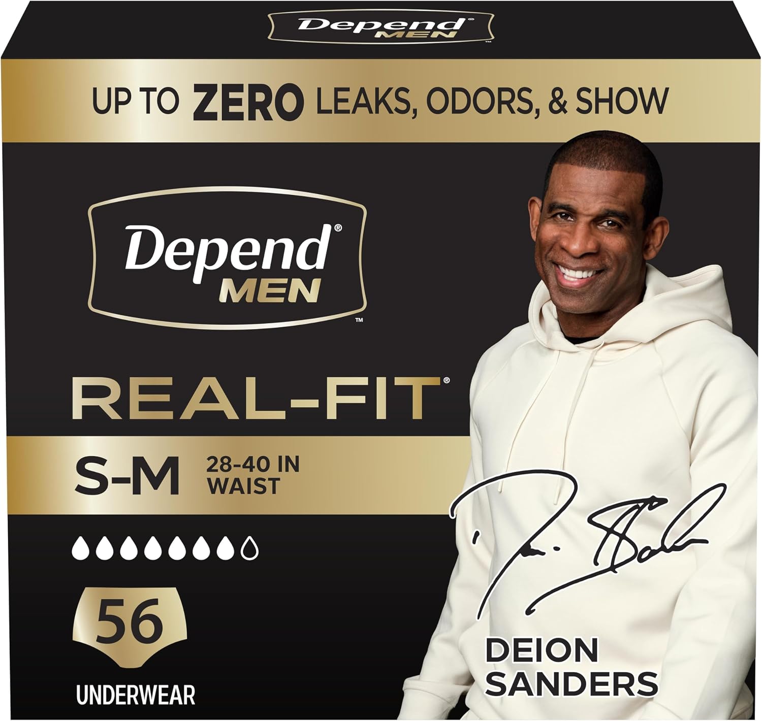 Depend Real Fit Adult Diapers, Incontinence Underwear for Men, Disposable, Maximum Absorbency, Small/Medium, Grey, 56 Count (2 Packs of 28), Packaging May Vary