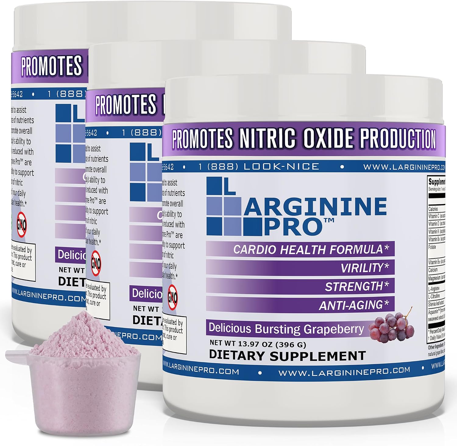 | 5, 500mg L-Arginine Plus L-Citrulline 1, 100mg | Powder Drink Mix | Nitric Oxide Booster | Supports Pre Workout Energy