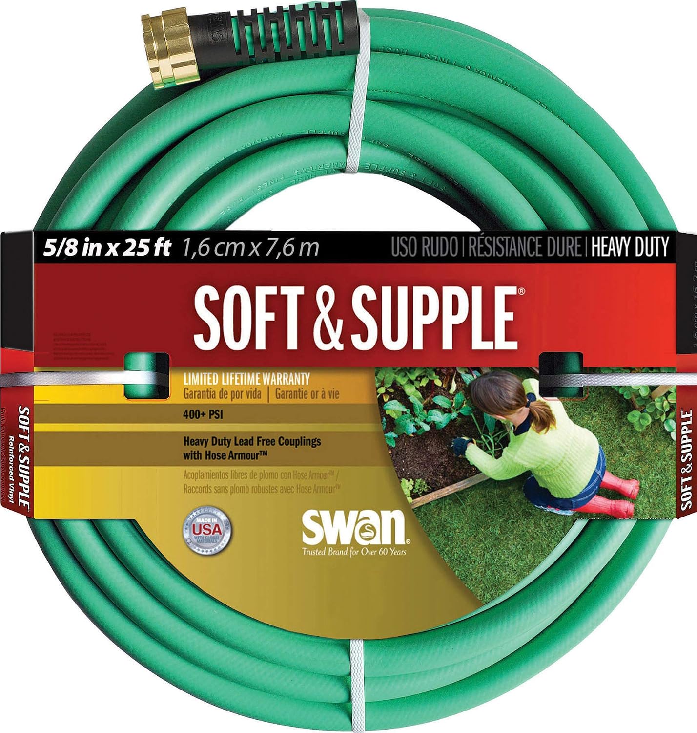 Swan Hose SNSS58025 5/8" X 25' Soft & Supple Garden Hose